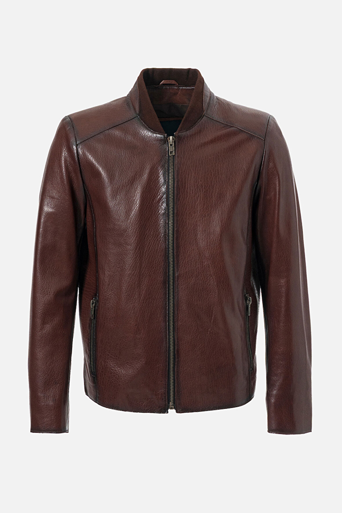 DERİCLUB WM251 Erkek Jumbo Slim-Fit Hakiki Deri Mont FINDIK