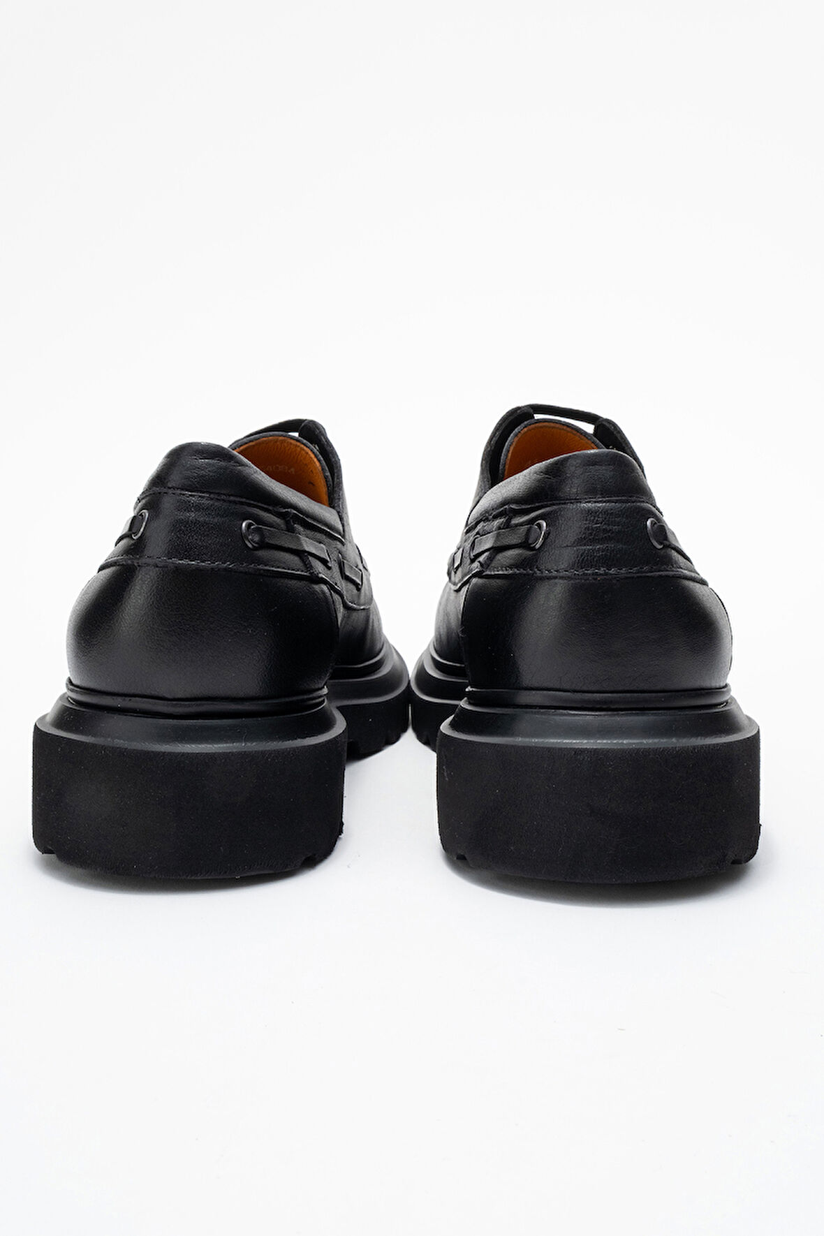 DERİCLUB Erkek Yüksek Taban Bağcıklı Loafer Gerçek Deri FR 54084 SİYAH