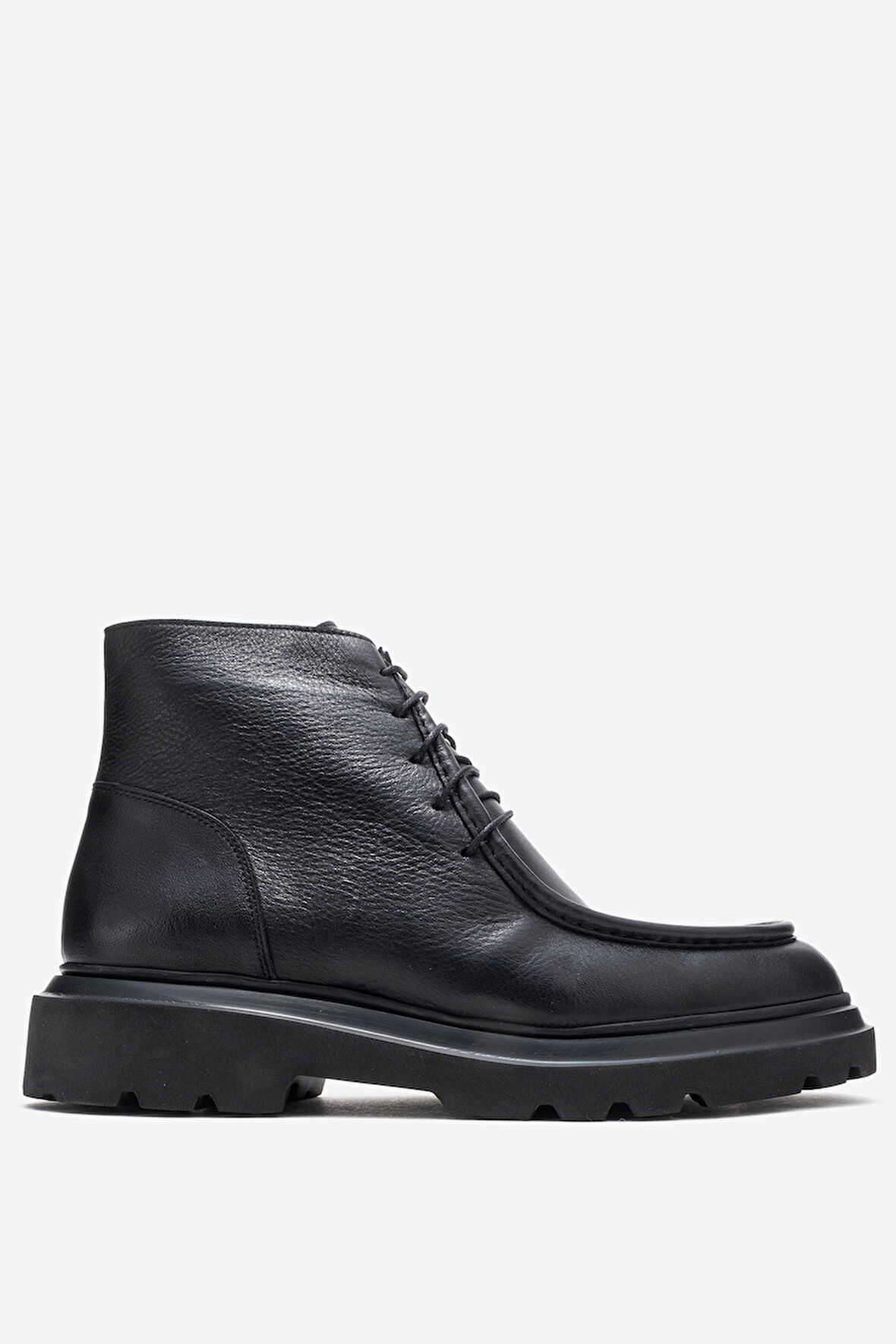 DERİCLUB Erkek Kalın Taban Bağcıklı Bot Gerçek Deri FR 54086 SİYAH