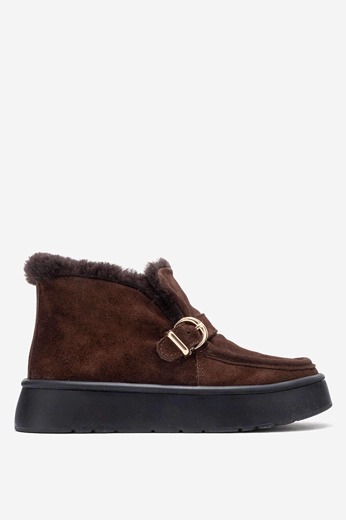 DERİCLUB Kadın Bilek Boy İçi Tüylü Bot Gerçek Deri RC 604 KAHVERENGİ