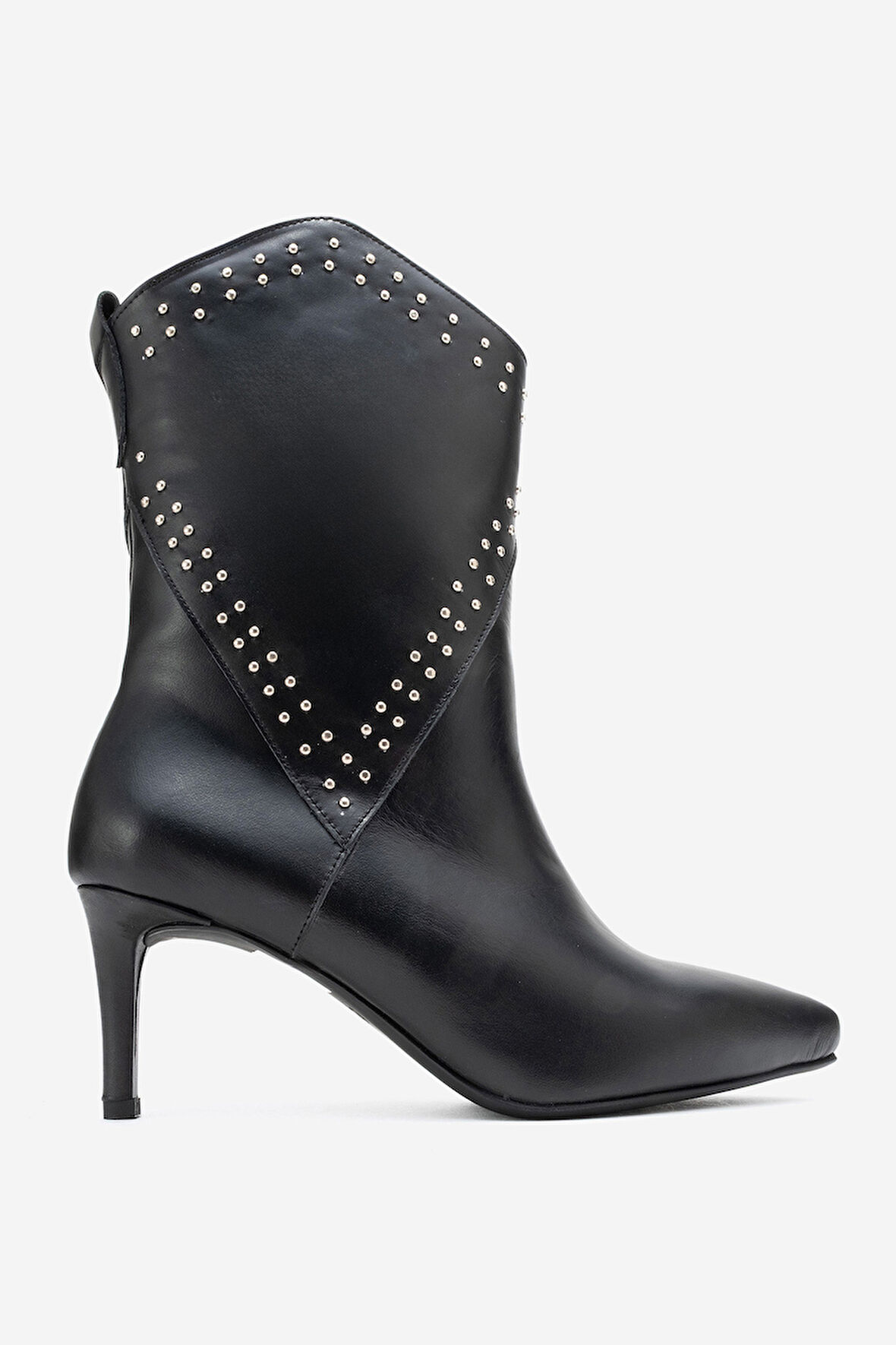 DERİCLUB Kadın Sivri Orta Topuk Bot Gerçek Deri RG 5510 SİYAH