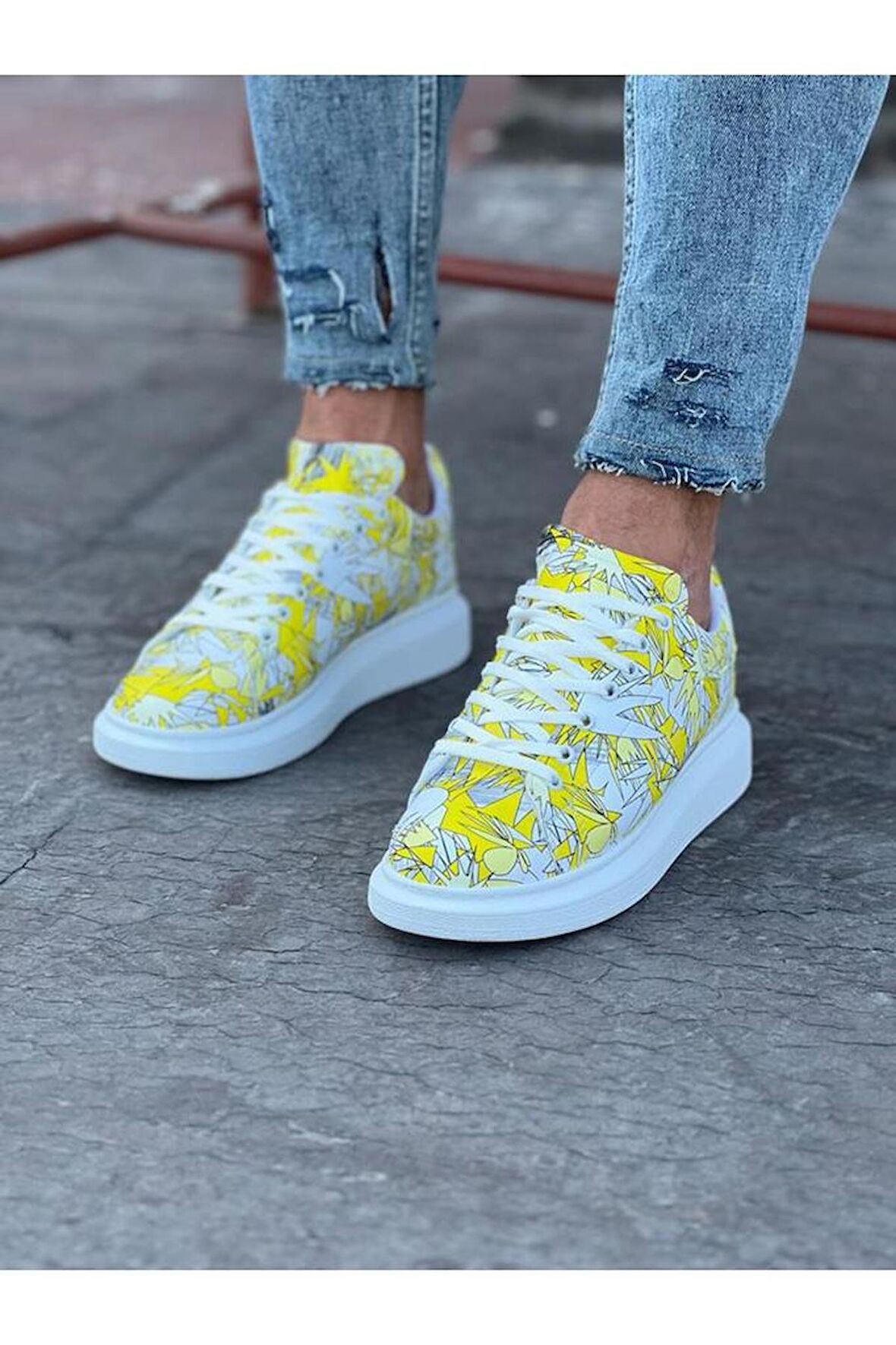 Sarı Cok Boyalı Erkek Casual Ayakkabı WG501
