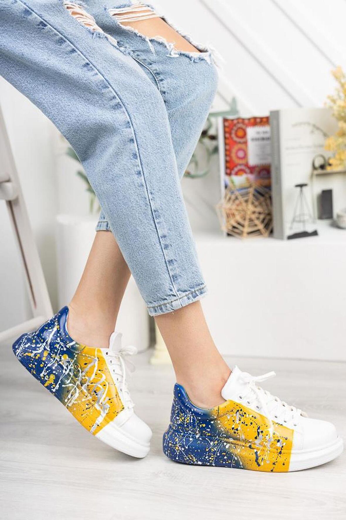 CH254 CBT Pittura Kadın Ayakkabı 408 P SARI / LACIVERT