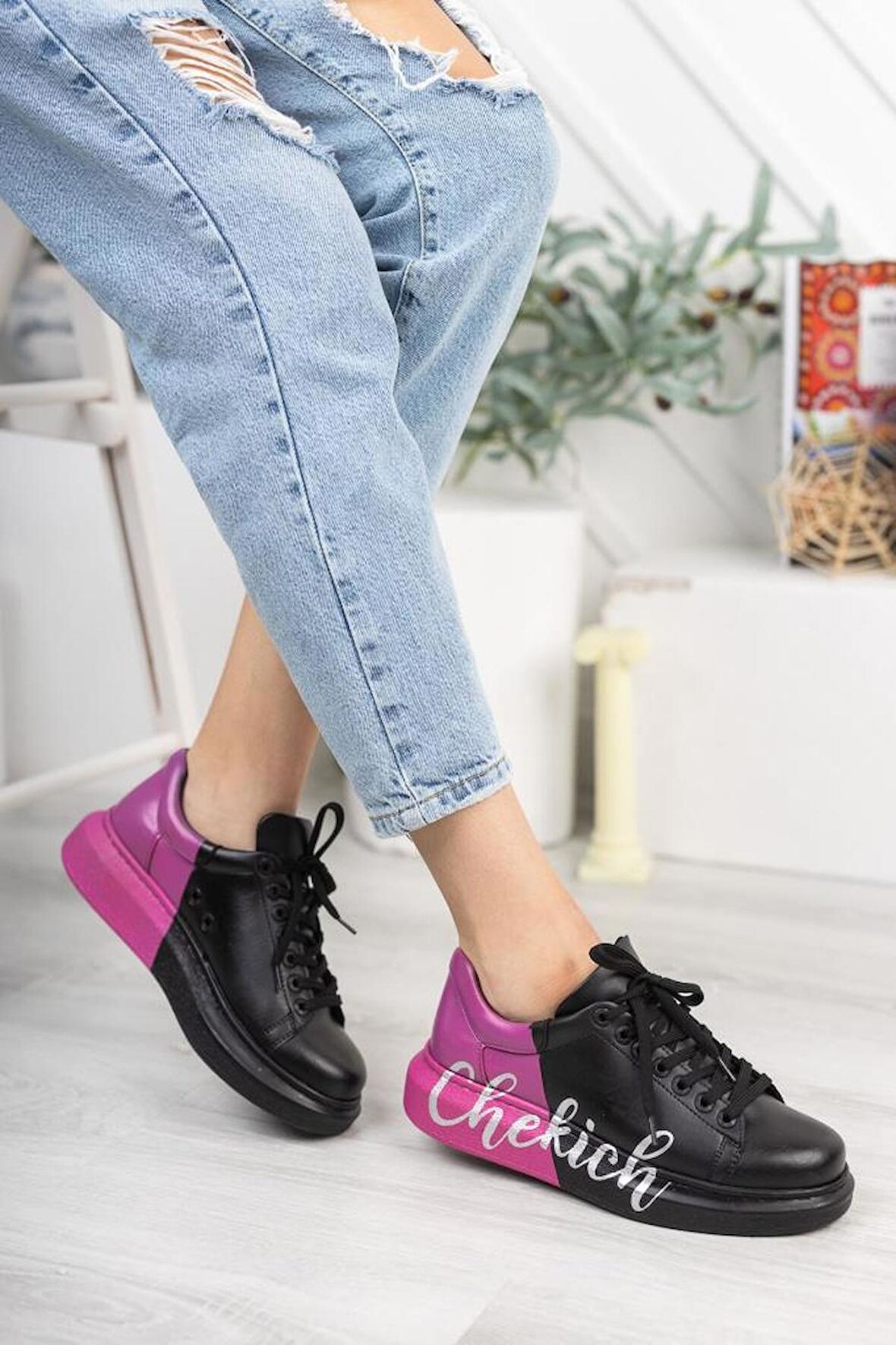 CH254 CST Pittura Kadın Ayakkabı 477 SIYAH / PEMBE  CHEKICH