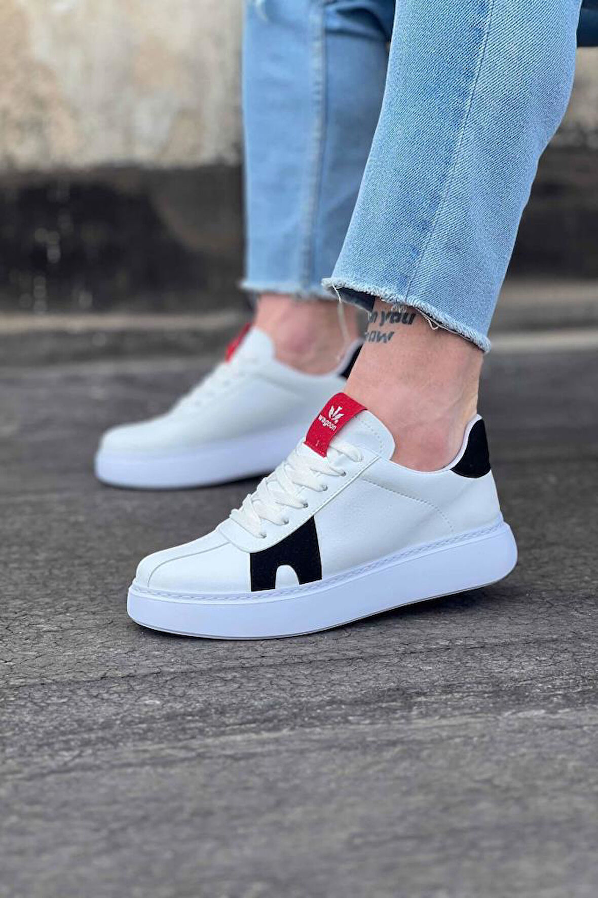  WG040 Beyaz Siyah Erkek Casual Ayakkabı