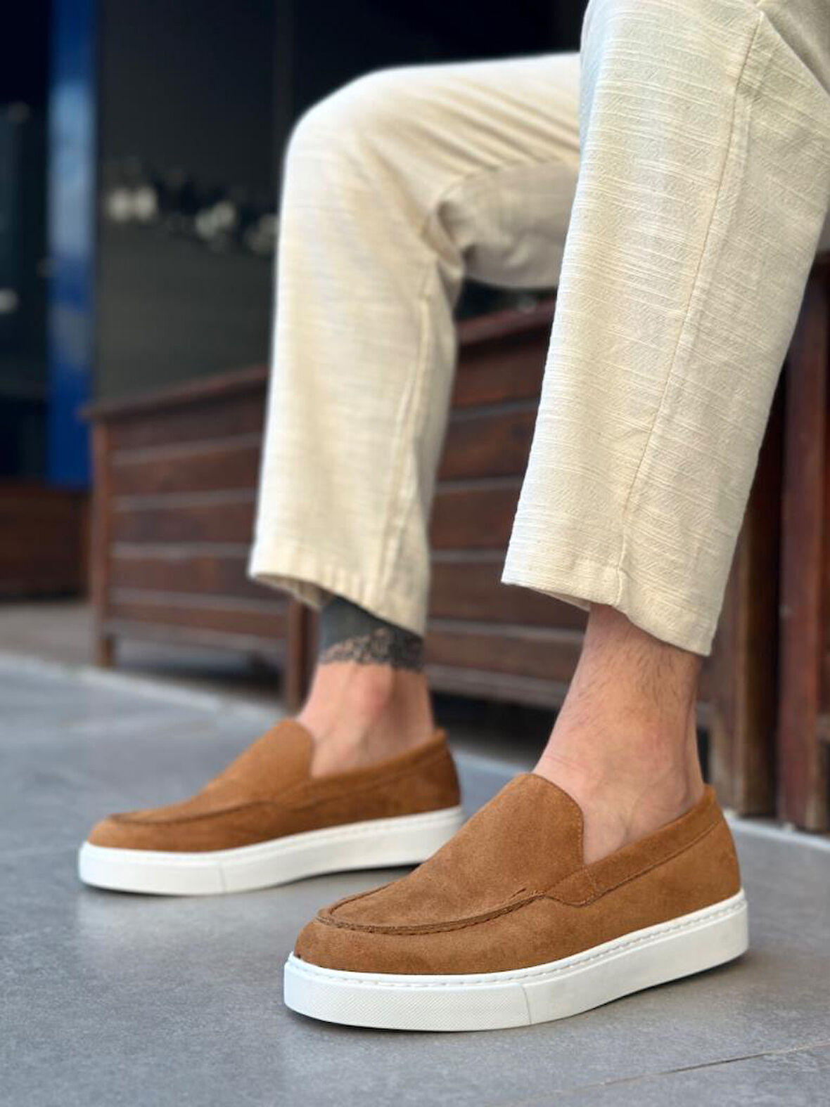 BA0241 Bağcıksız Yüksek Taban Taba Süet Erkek Ayakkabı