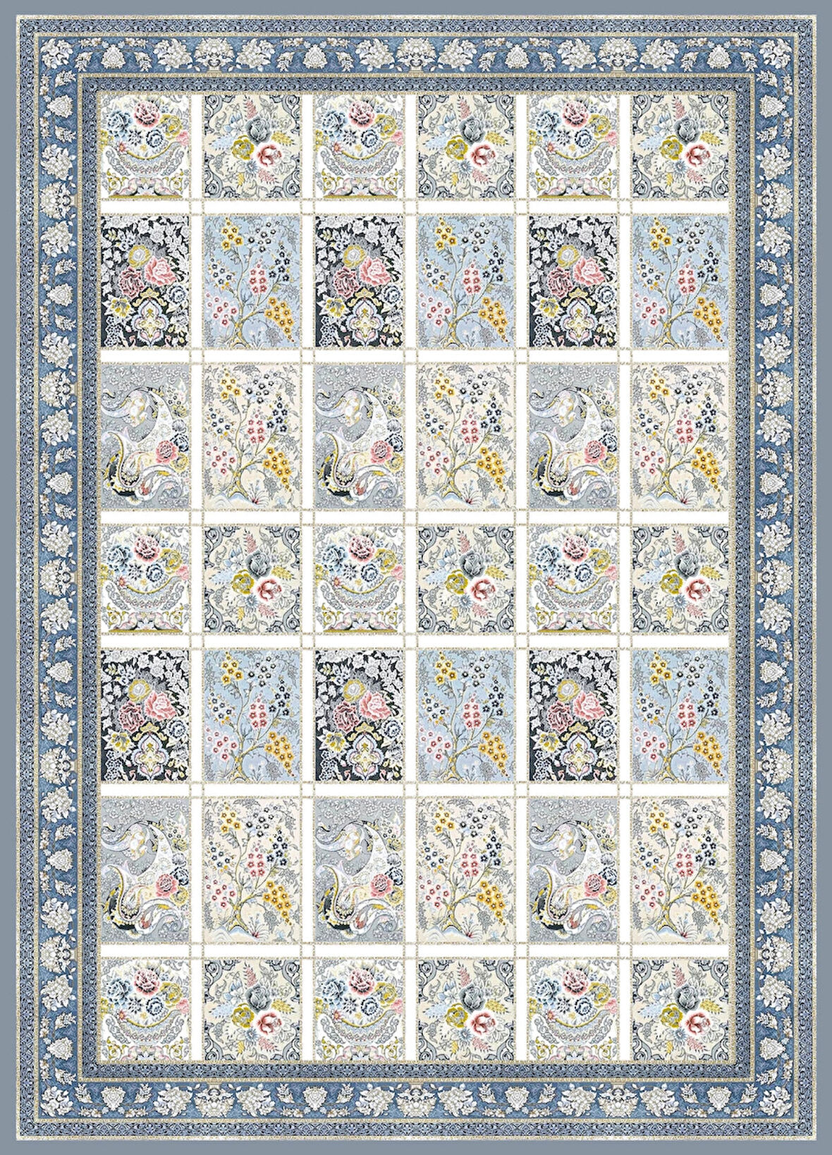 Pamuk Dokuma Taban Kaymaz Yıkanabilir Klasik Desenli  Salon Halısı Mutfak Halısı Koridor Halısı