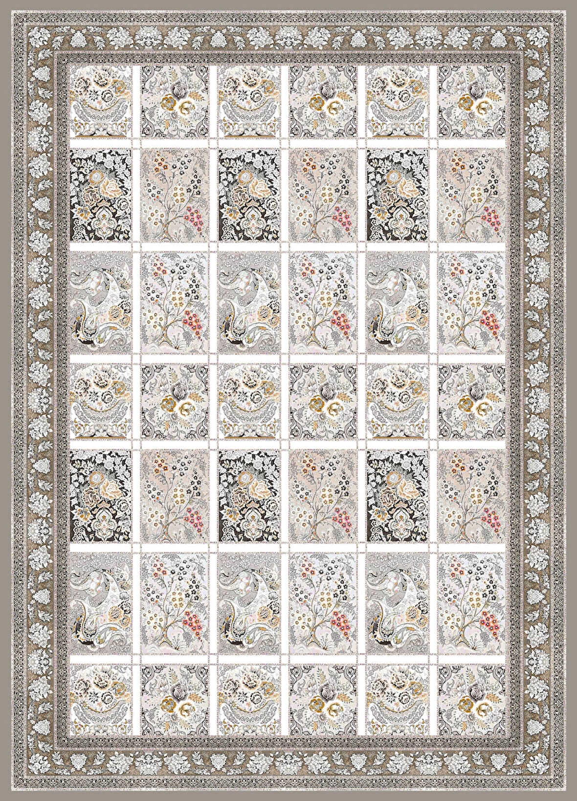 Pamuk Dokuma Taban Kaymaz Yıkanabilir Klasik Desenli  Salon Halısı Mutfak Halısı Koridor Halısı