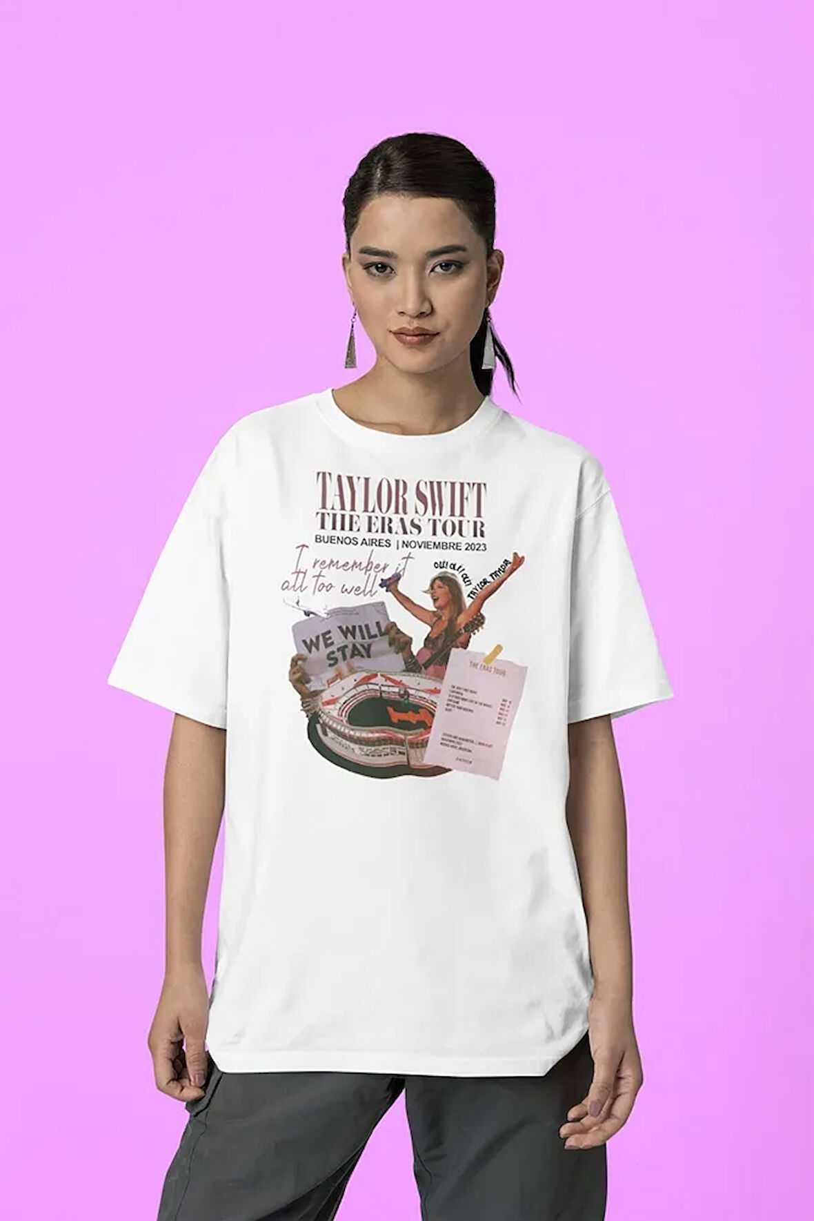 Taylor Swift The Eras Tour Baskılı Unisex Oversize Şarkıcı Tişört