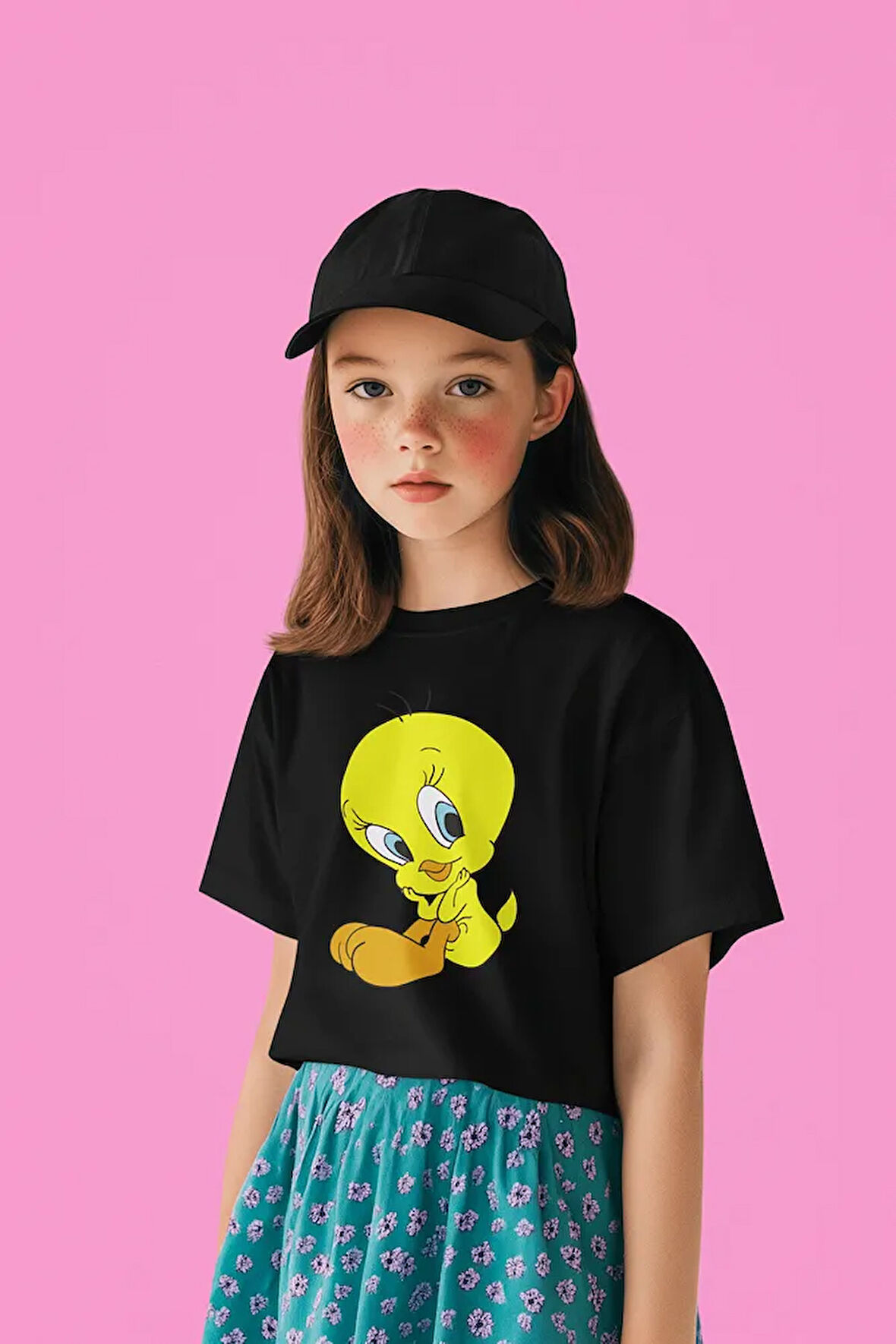 Tweety Baskılı Unisex Çizgi Film Çocuk Tişört (1-12 Yaş)