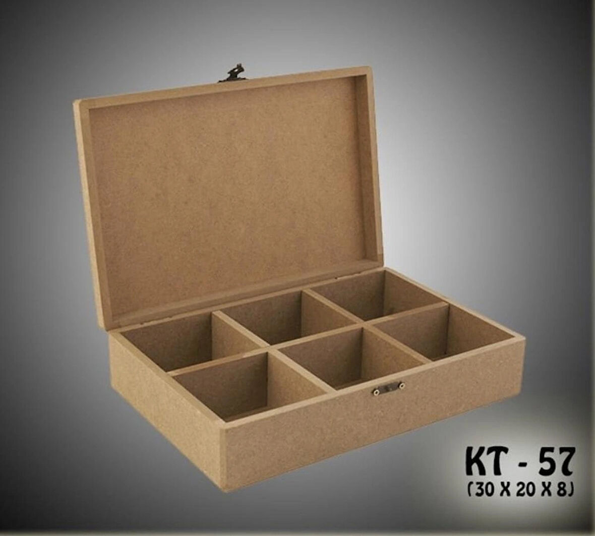 Ham Ahşap boyanabilir 6 bölmeli saat-takı-aksesuar-dekoratif çok amaçlı organizer kutu