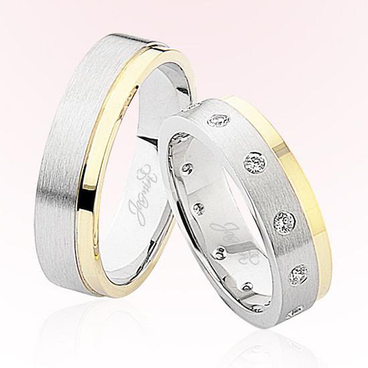 Sarı Beyaz Taşlı Altın Alyans 4602