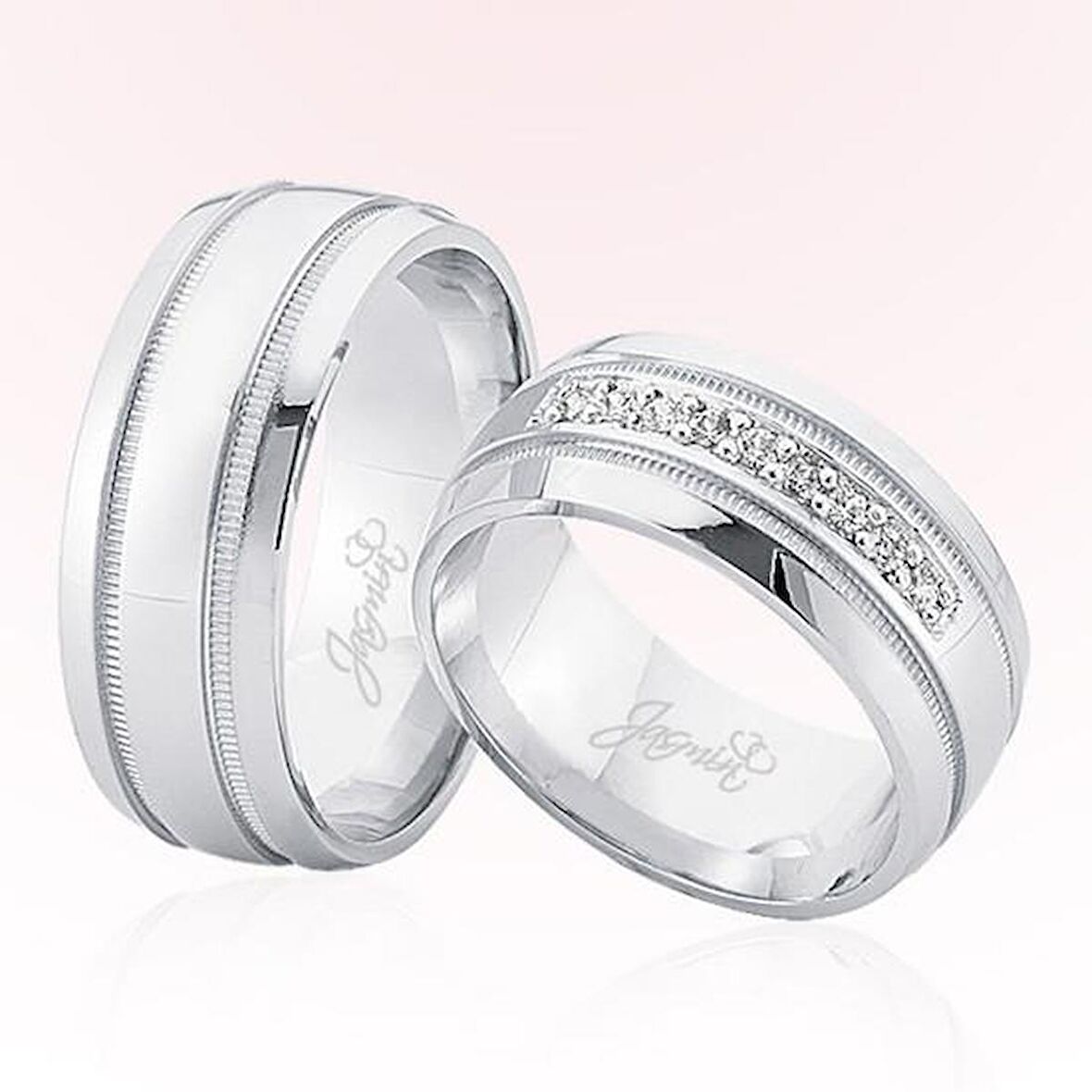 Beyaz Taşlı Altın Alyans 4604