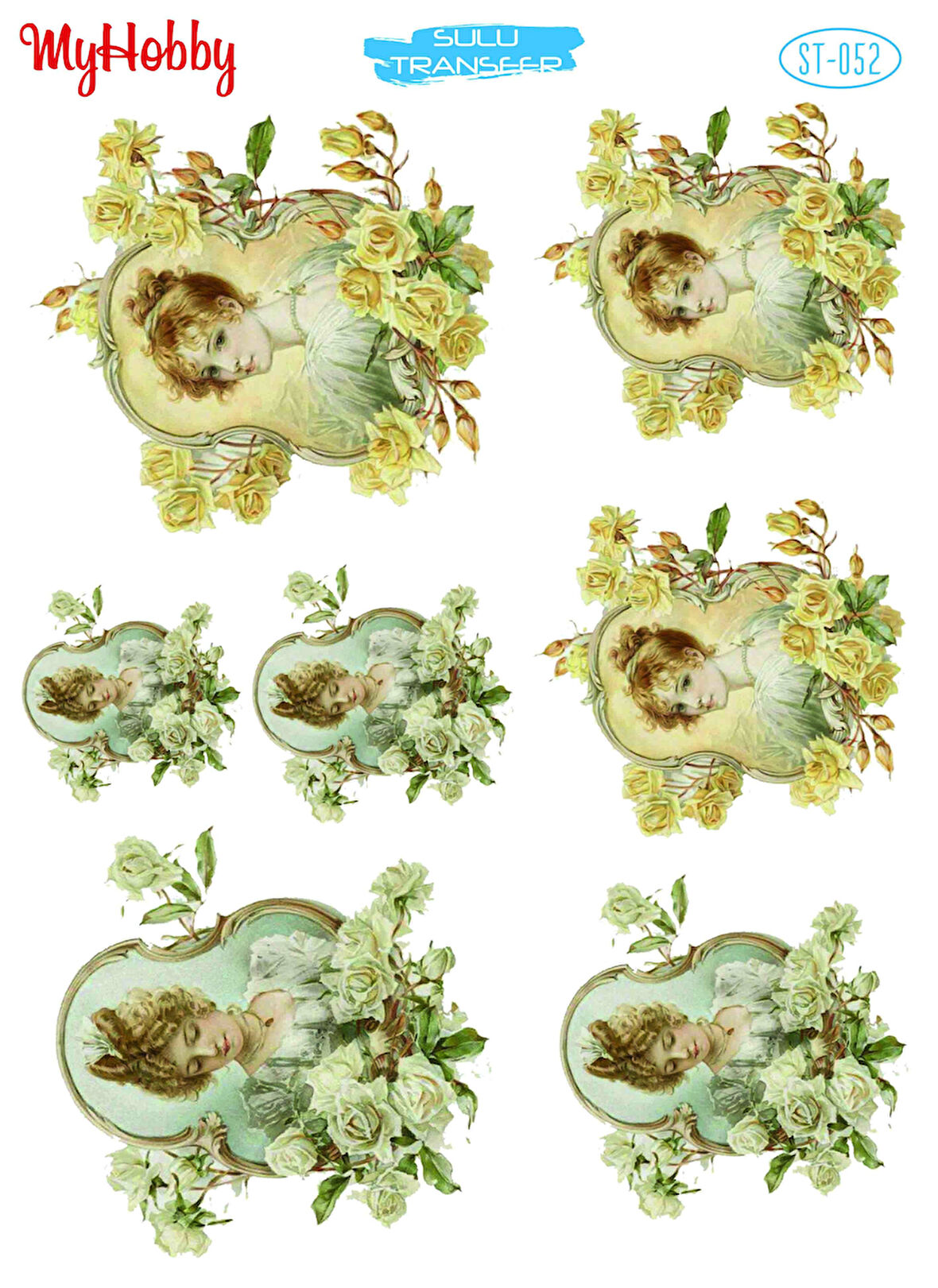 ST 052 Çoklu, Vintage 25*35 cm Sulu Transfer