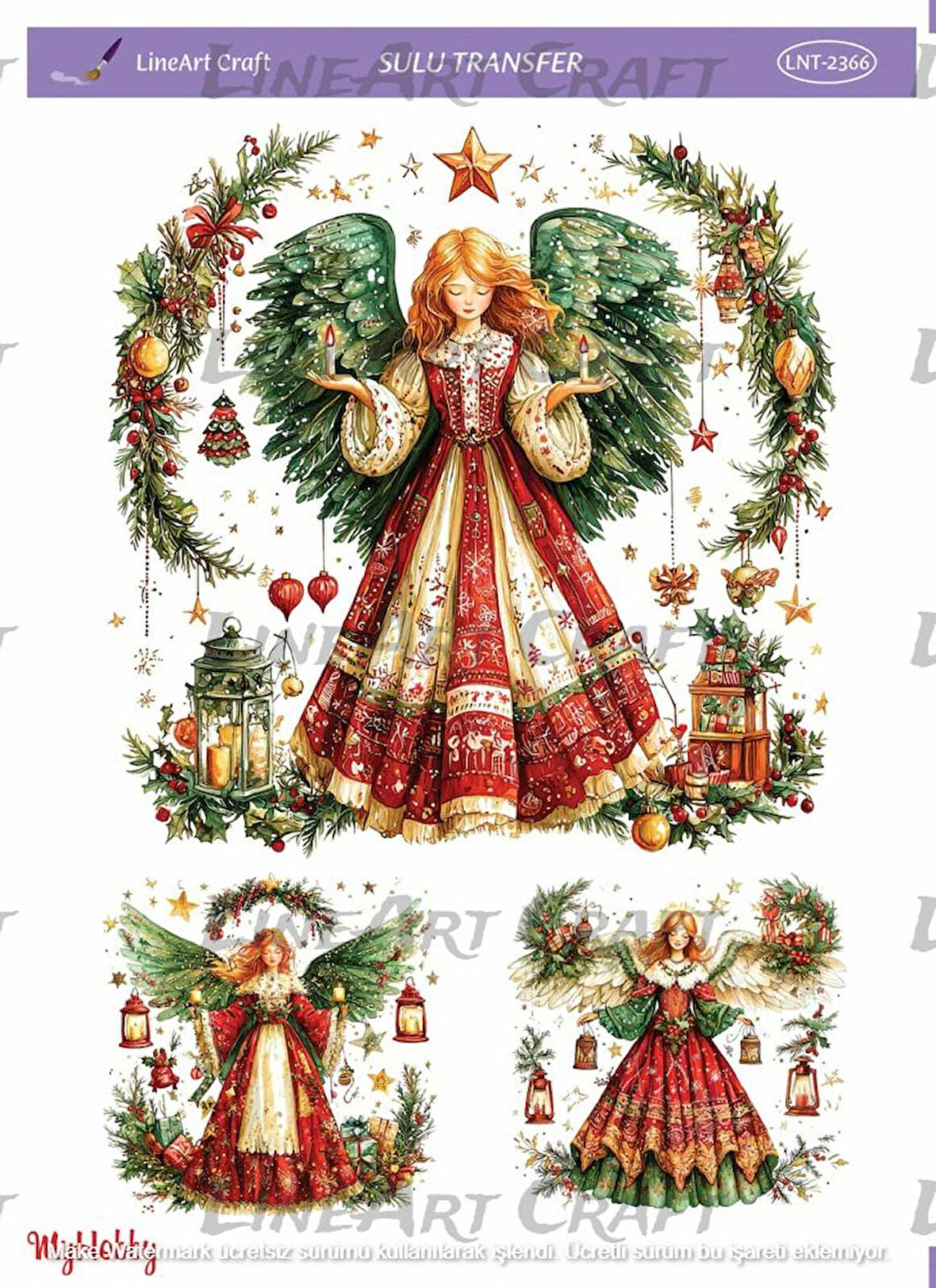 ST2366 Yeniyıl Serisi Desenli Açık Zemin Sulu Transfer 25*35 cm