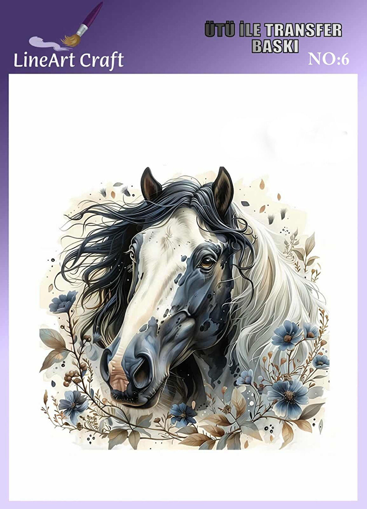 At Desen N: 6 Kumaş Transfer Kağıdı 20*20