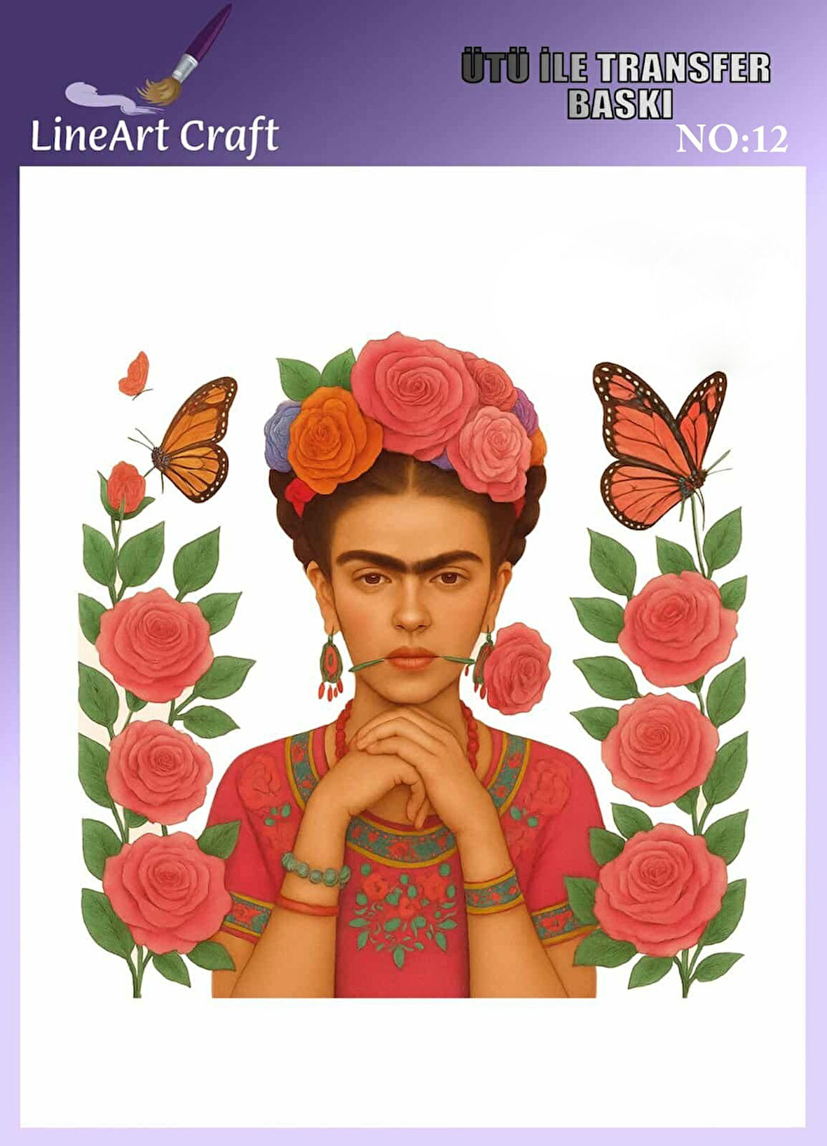 Kadın Portre Desen N: 12 Kumaş Transfer Kağıdı 20*20