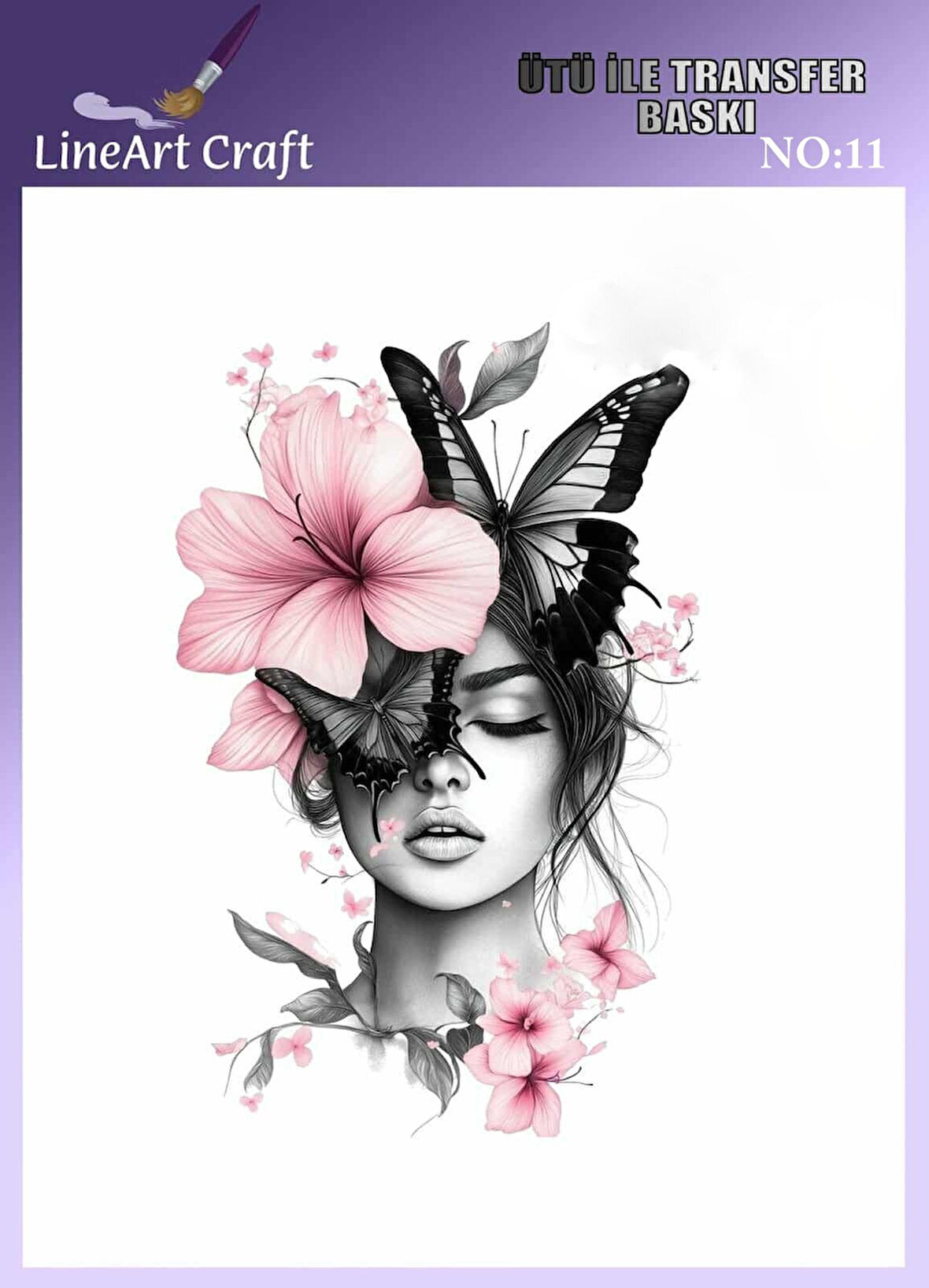 Kadın Portre Desen N: 11 Kumaş Transfer Kağıdı 20*20