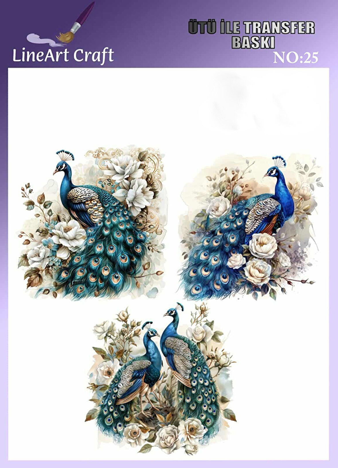 Tavuskuşu Desen N: 25 Kumaş Transfer Kağıdı 20*20