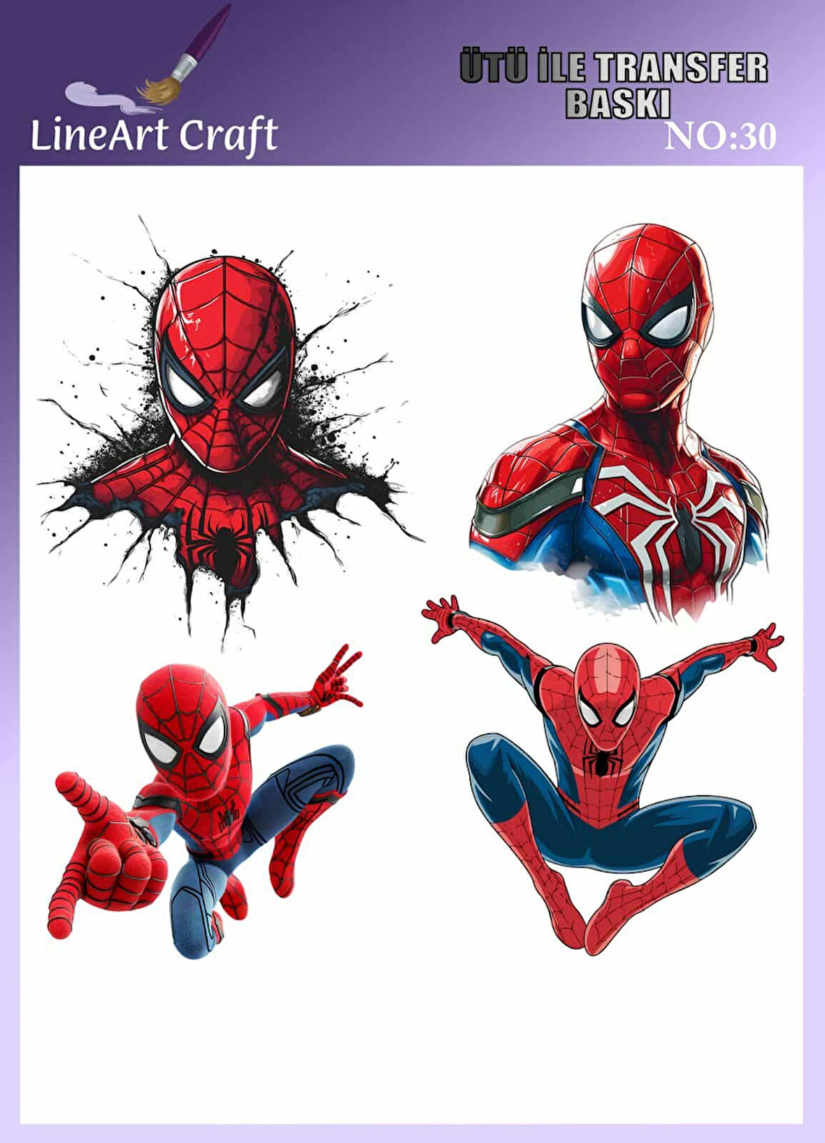 Çizgi Film Karakter Desen N: 30 Kumaş Transfer Kağıdı 20*20