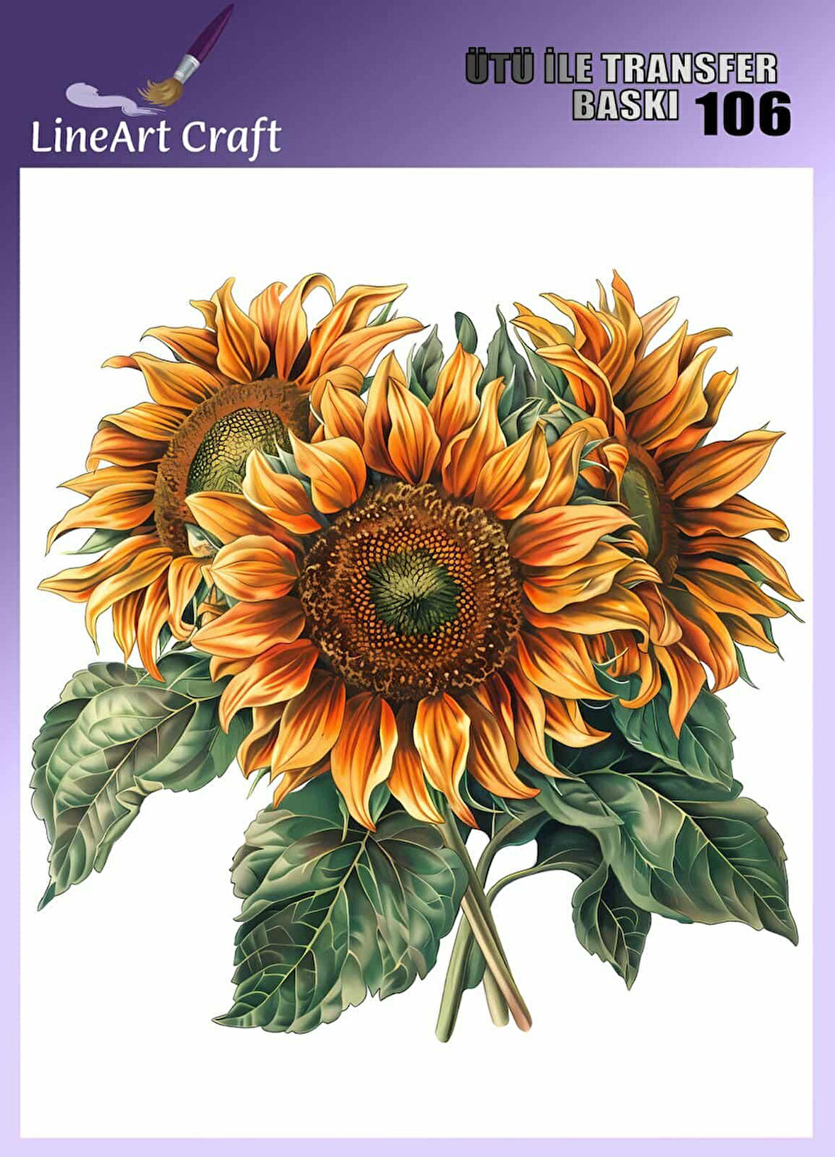 Ayçiçeği Desen N: 106 Kumaş Transfer Kağıdı 20*20