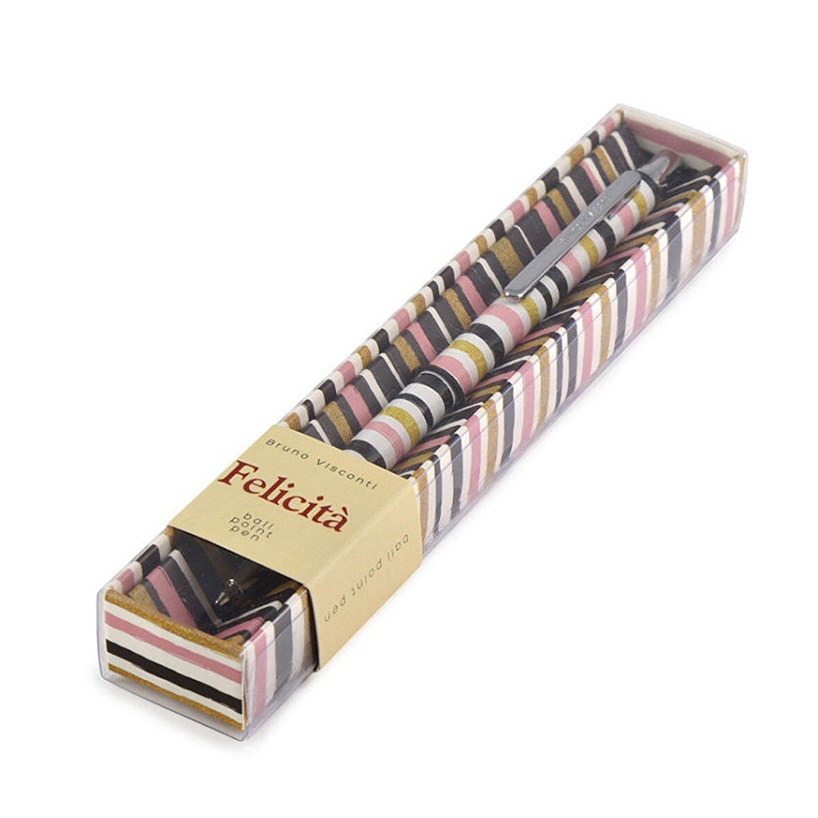Felicita Tükenmez Kalem Mavi 0.7 Mm Kutulu Metal Gövde Şeritler 20-0263/03
