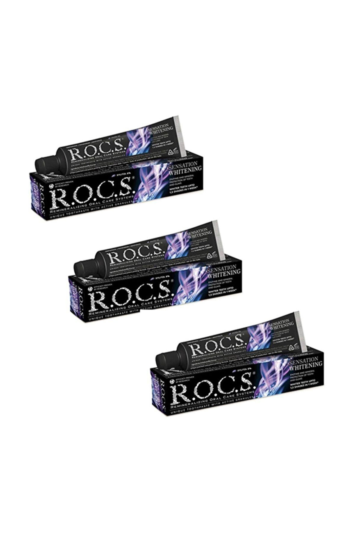 Rocs Sensation Whitening Beyazlatıcı Parlatıcı Diş Macunu 60ml (3 Adet)