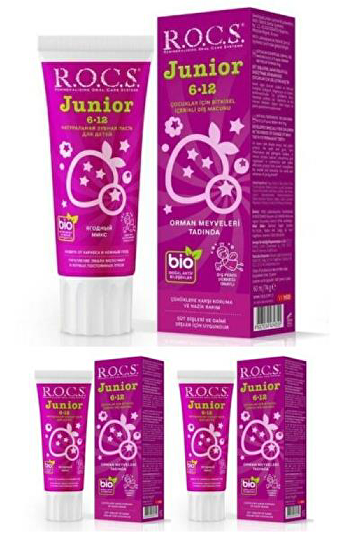 R.O.C.S. Junior Orman Meyve Aromalı Beyazlatma Diş Macunu 3x60 ml 