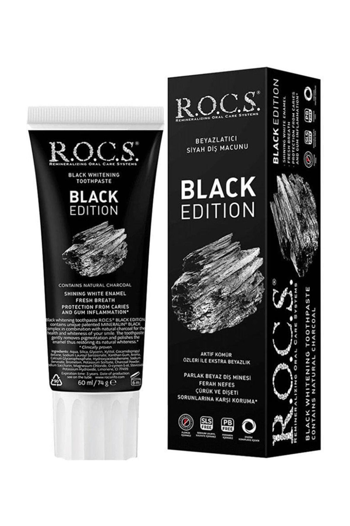 R.O.C.S. Black Edition Kömür Aromalı Beyazlatma Diş Macunu 60 ml 