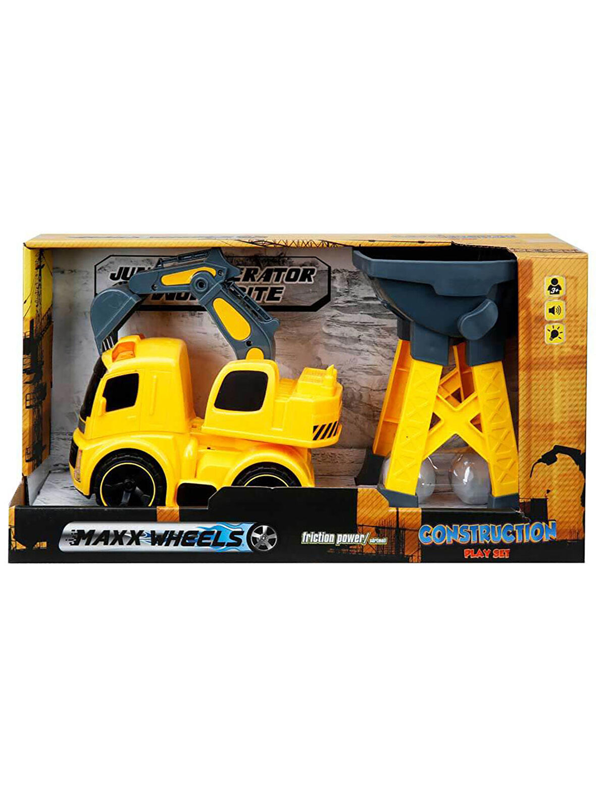 Sunman Maxx Wheels Sesli ve Işıklı Vinçli İnşaat Oyun Seti Sarı