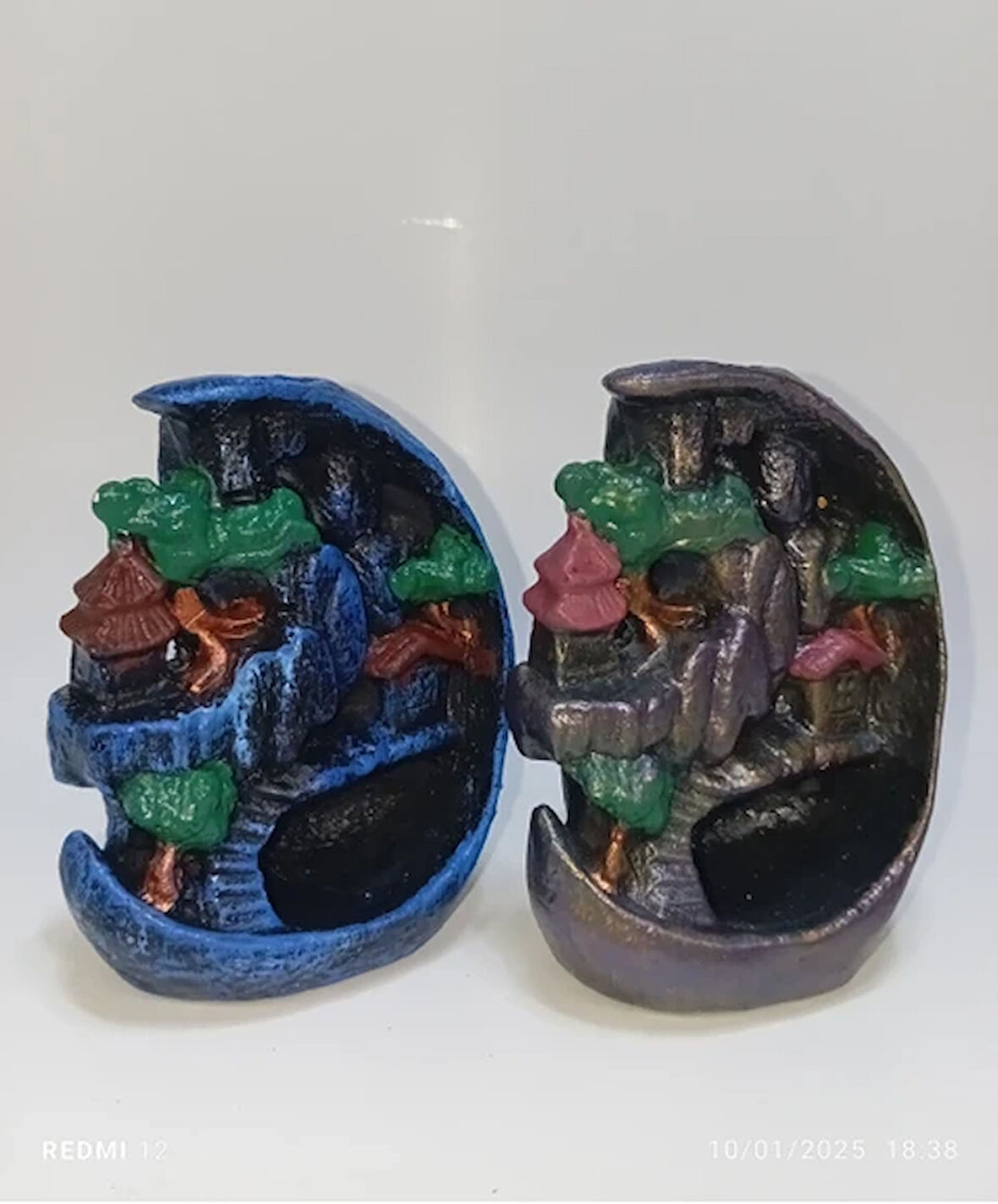 Tedi Sanat Mini Ay Geri Akış Şelale Tütsülük Buhurdanlık 2' Li (10ADET Tütsü Hediyeli)