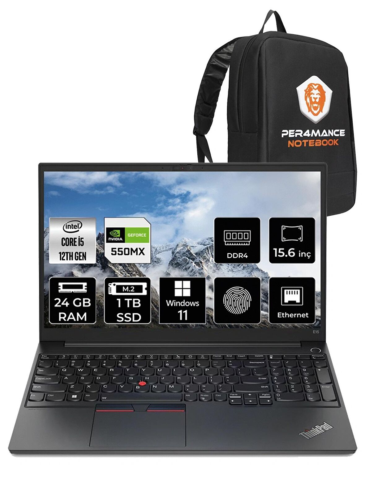 LENOVO E15 G4 i5 1235U 24GB 1TB SSD MX550/2GB 15.6" FHD FDOS 21E60073TX & PER4 ÇANTA