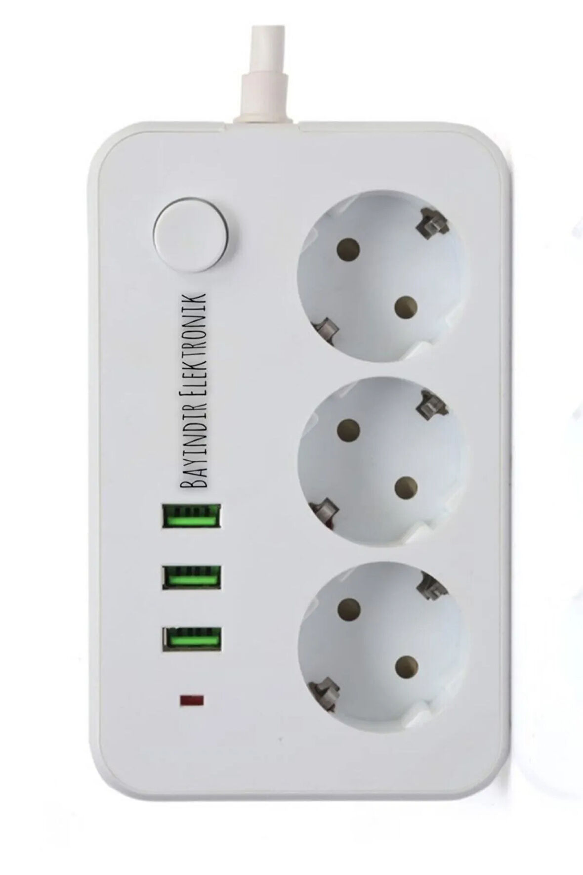 Akım Korumalı 3 Port Usb Çoklu Grup Priz 2 Metre Kablo 2.1 A