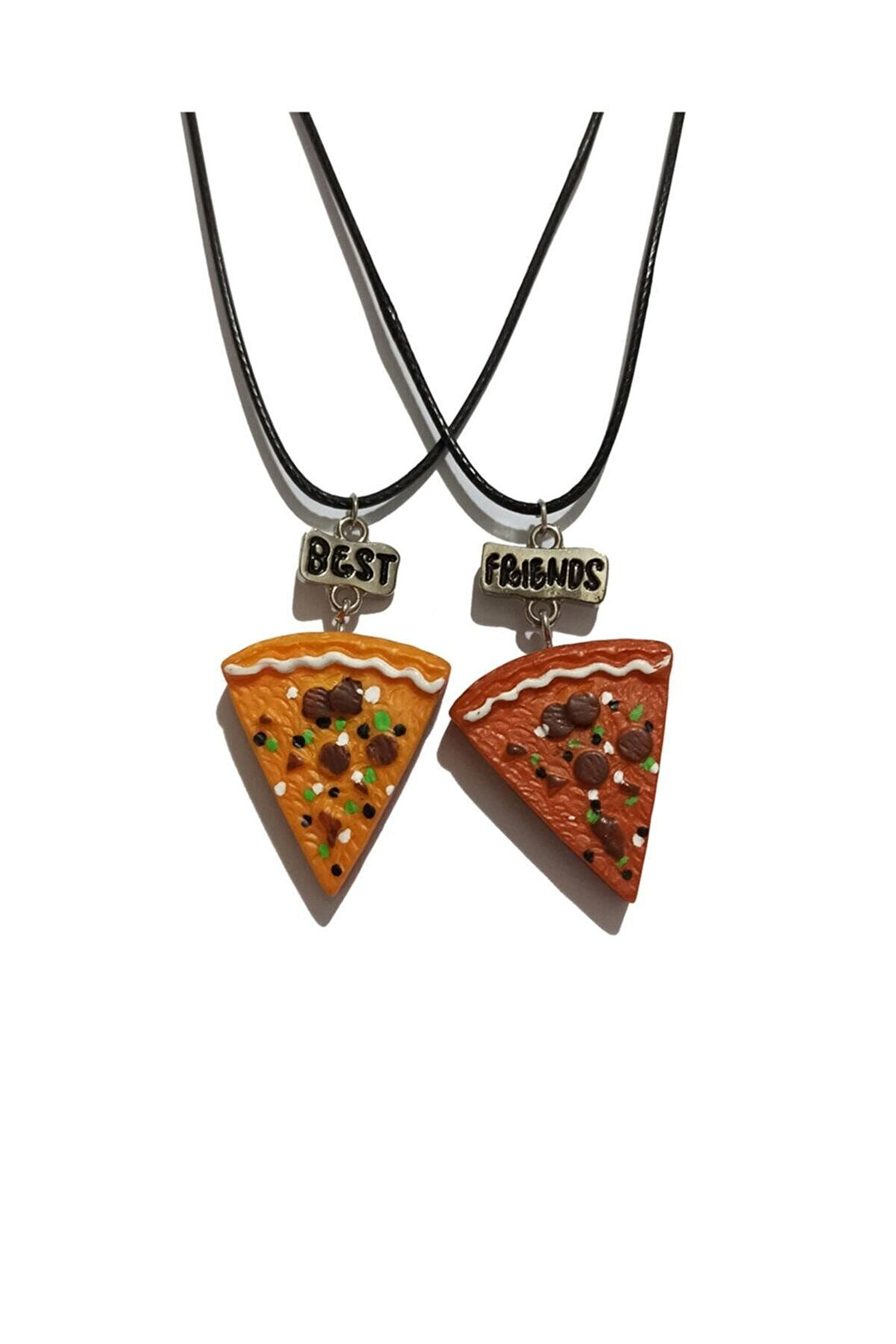 Pizza Dilimi Best Friends Bf 2li Deri Ipli Kolye