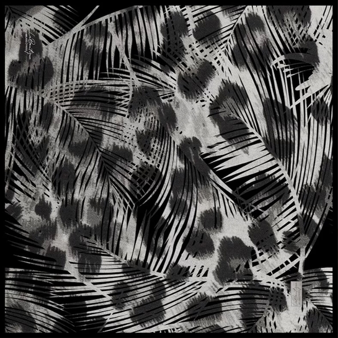 La Boutique Tivil Saf İpek Eşarp 236703 - 49082 Siyah Karışık Desen