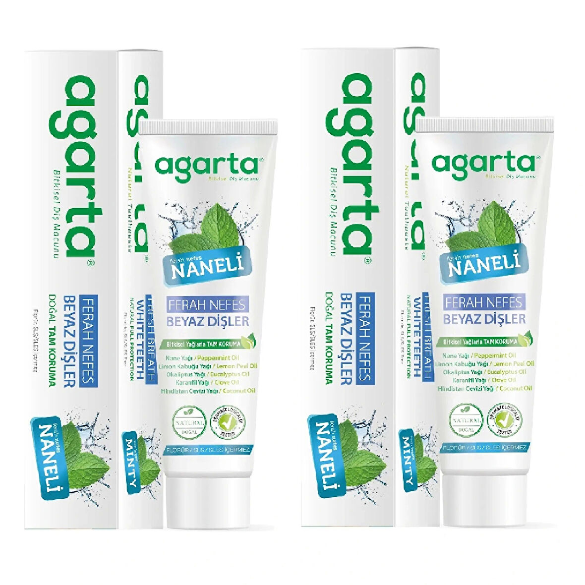 Florürsüz Doğal Naneli Diş Macunu 100 ml/130 Gr 2Adet
