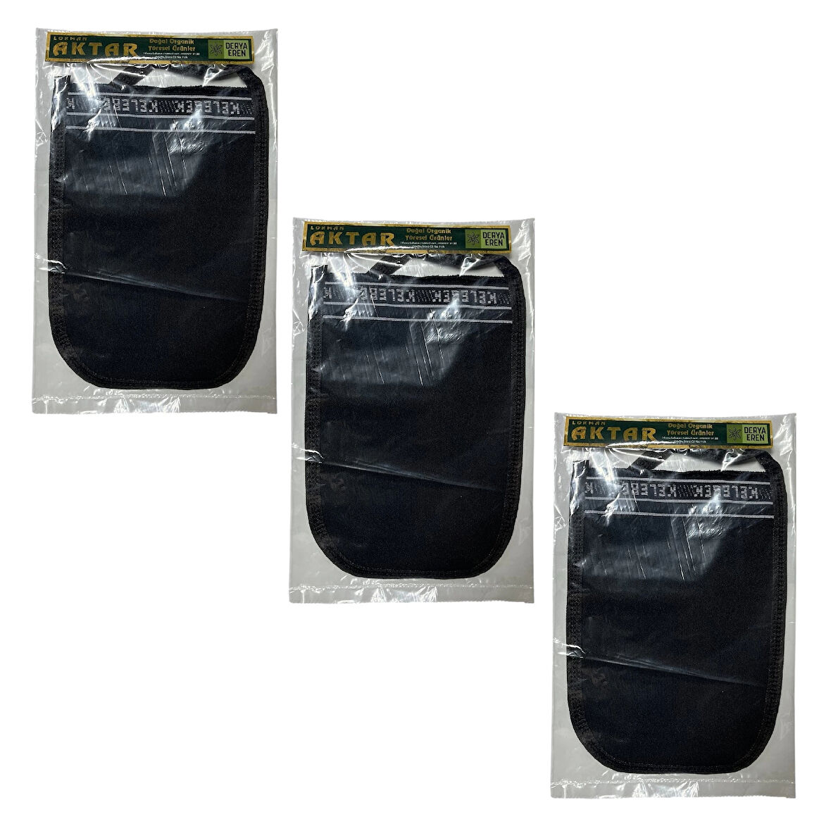 Kese Siyah %70 Floş (El geçmeli) 300 GSM (17 * 25cm),3 Adet, Derya Eren