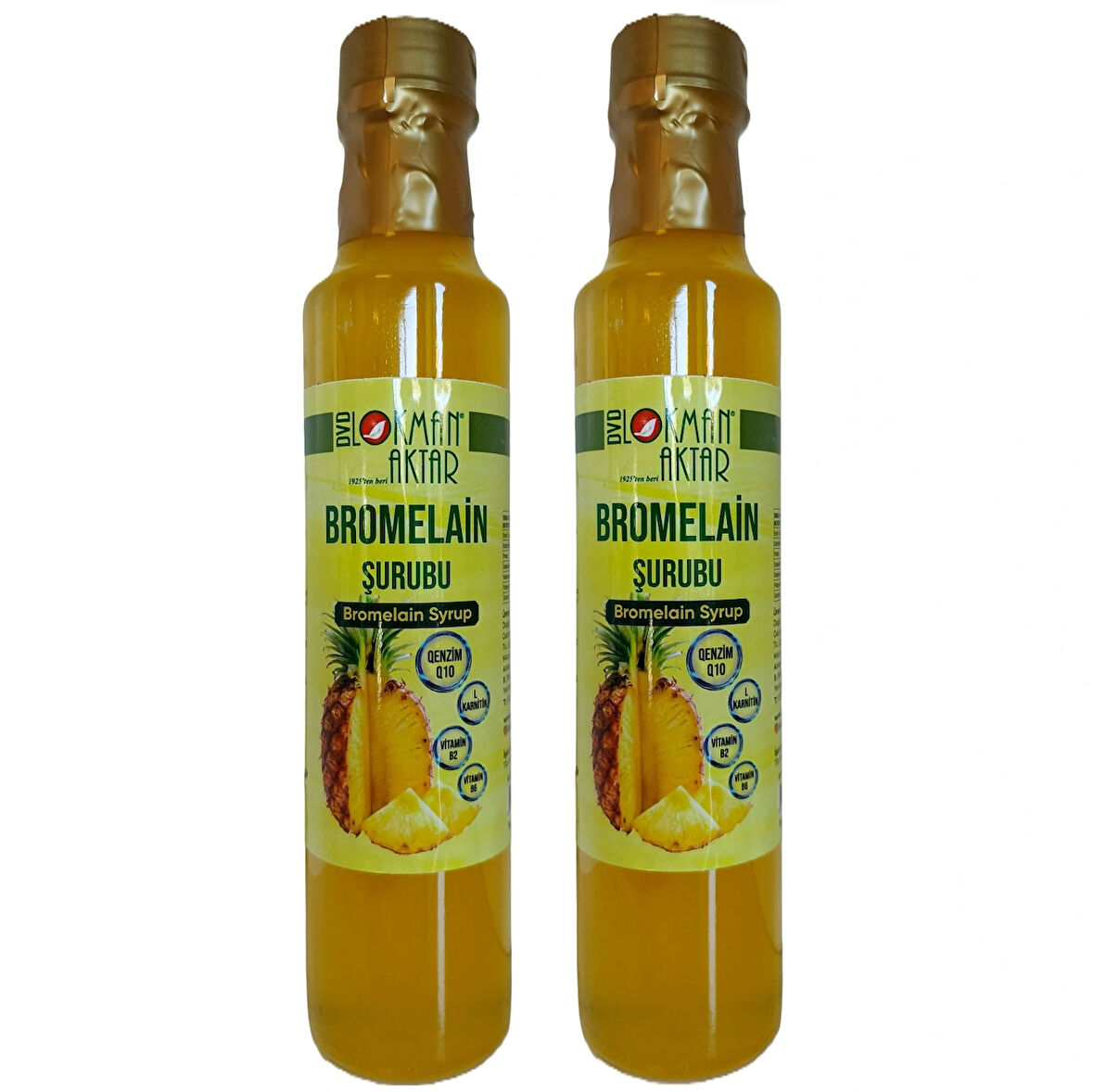 Bromelain Şurubu, Katkısız, Doğal, 250ml 2 Adet, DVD Lokman Aktar