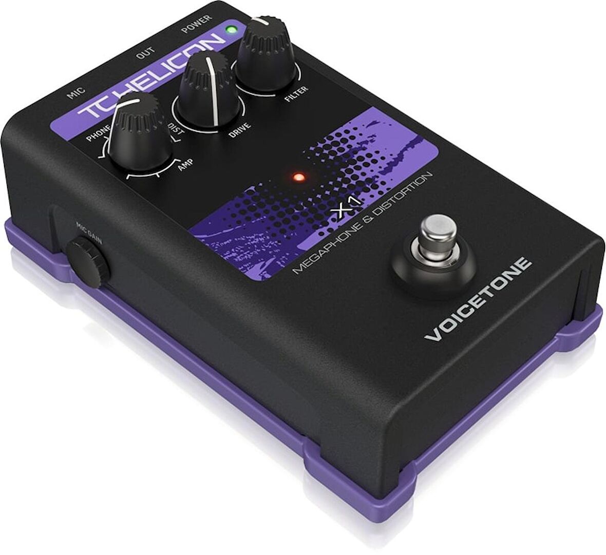 Tc Helicon Voicetone X1 Dramatik Megafon ve Bozulma Vokal Efektleri için Tek Düğmeli Pedal