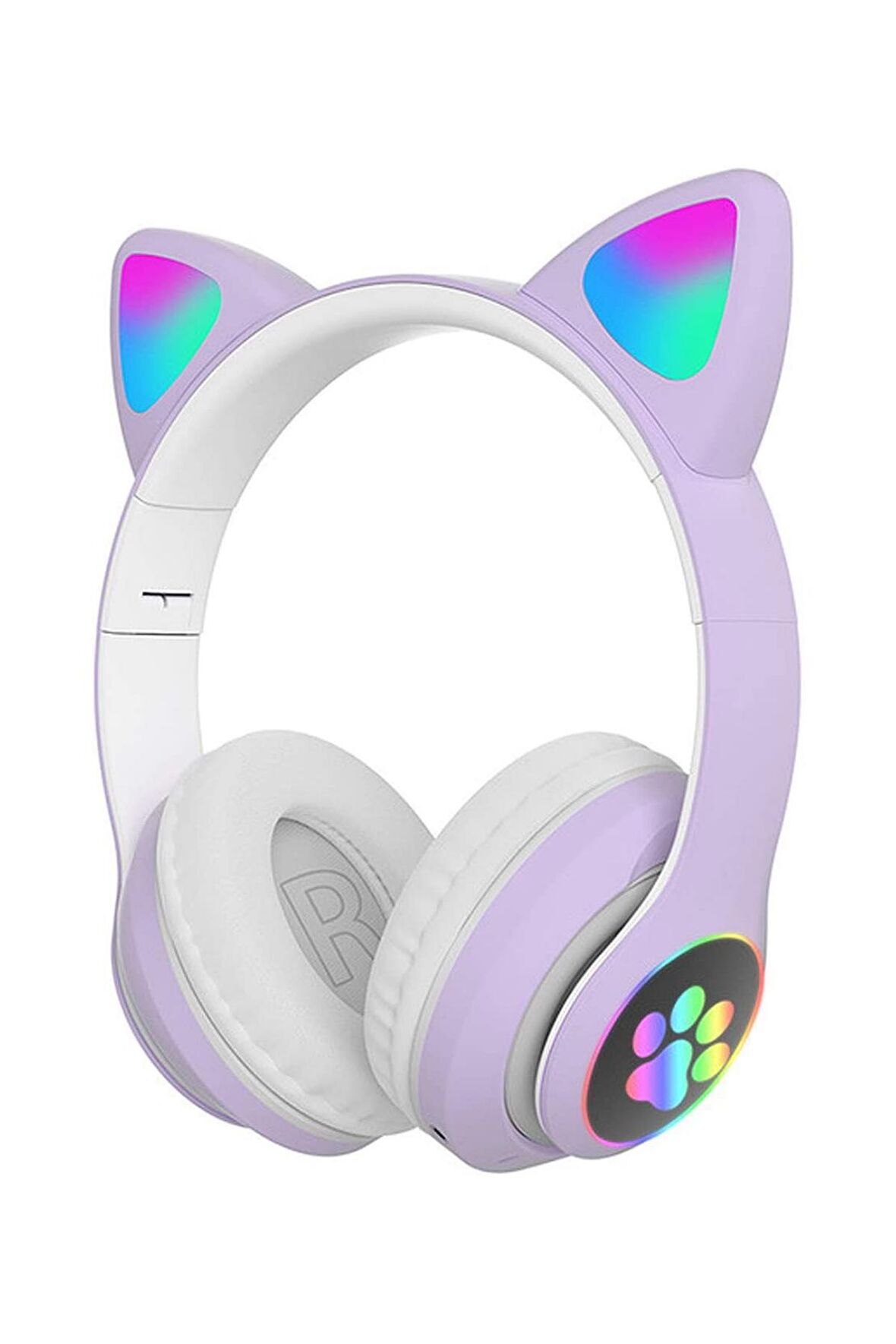 Fuchsia Kedi Kulaklık LED Işıklı Bluetooth Katlanabilir Eğlenceli Mikrofonlu Kulaklık