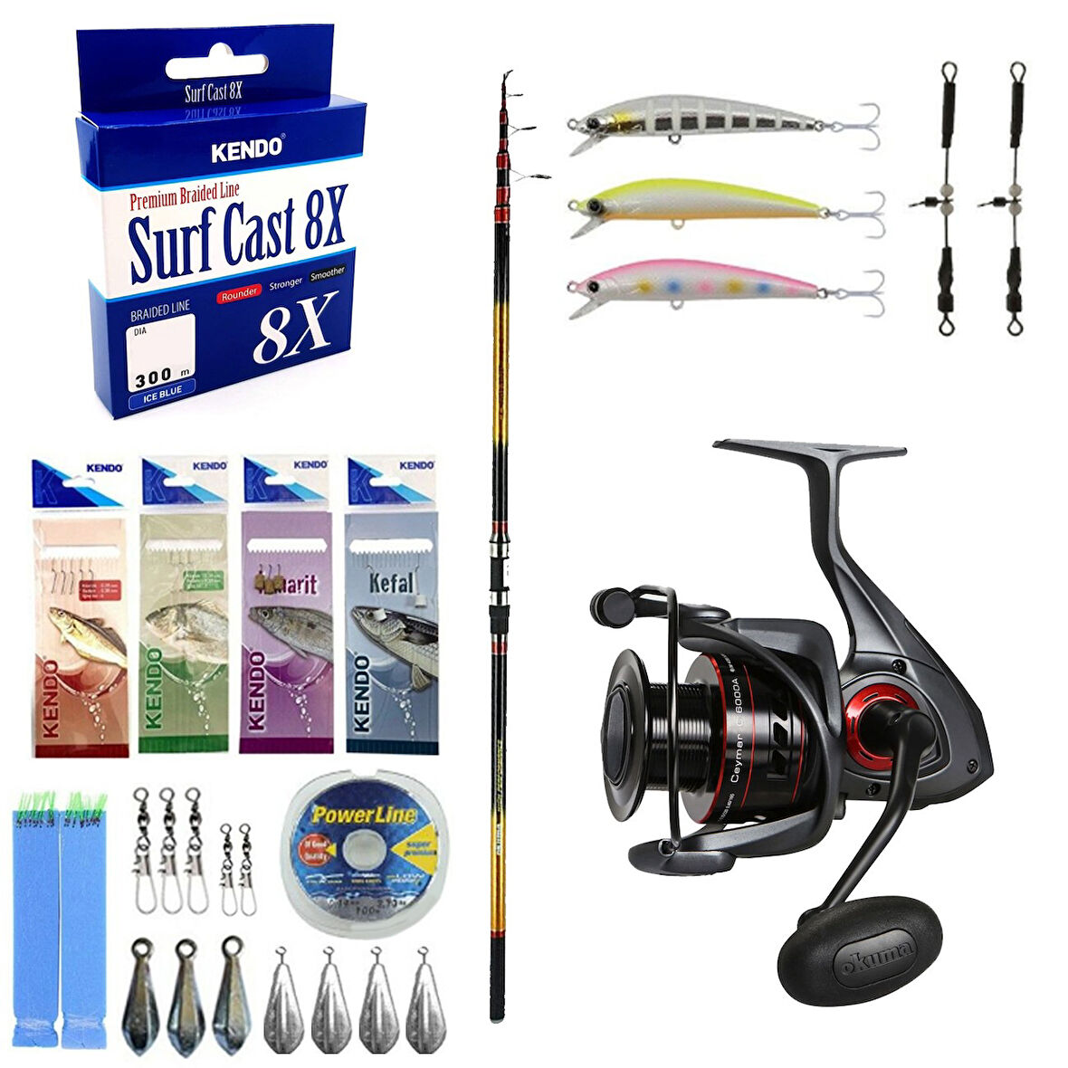 YekOutdoor Yüksek Kalite Hazır Olta Seti Okuma Savant Surf 420 cm 4 Parça Surf Kamışı&Okuma Ceymar C-6000A Dark Grey 7+1BB Olta Makinesi