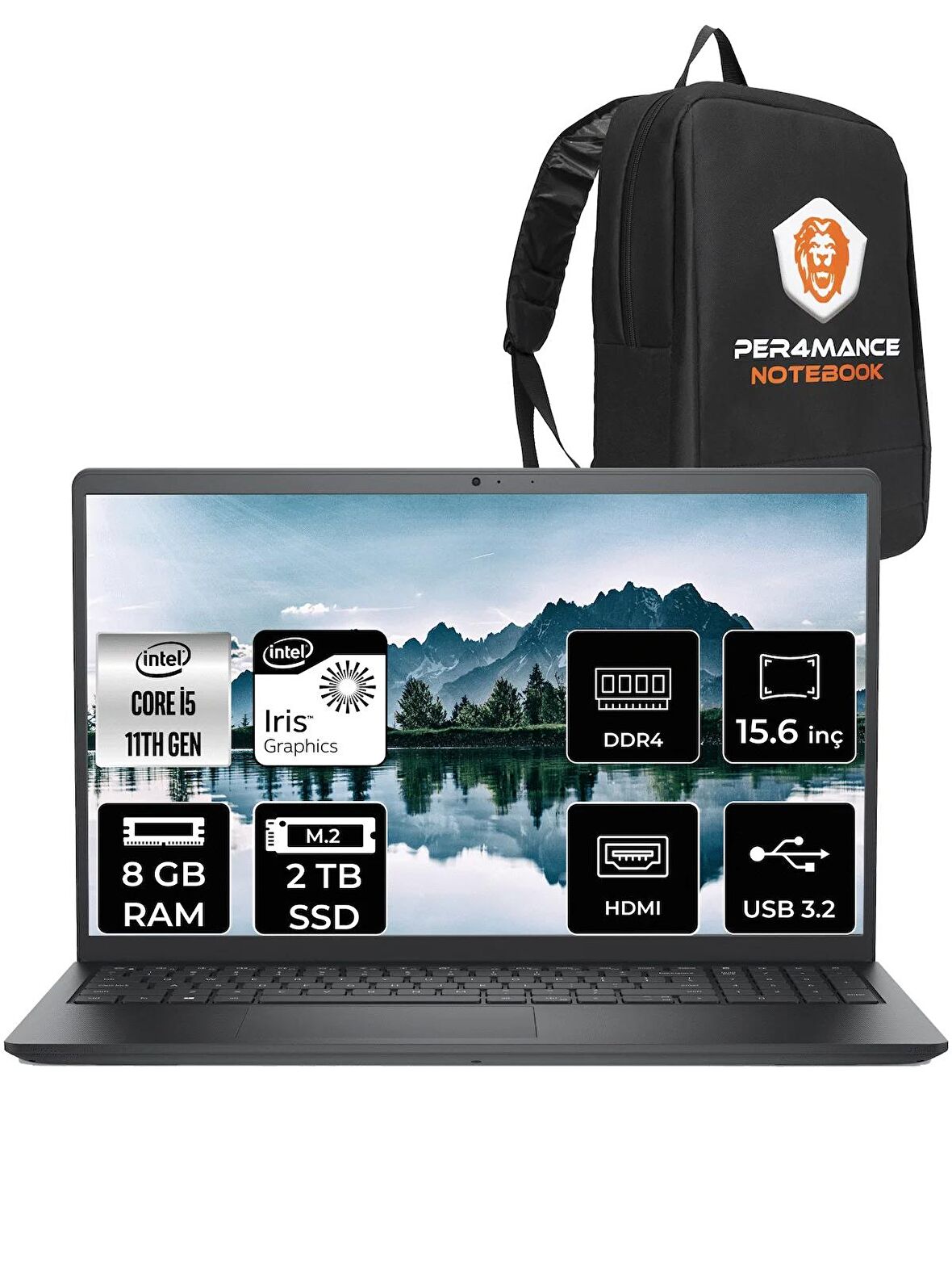 Dell Vostro 3520 i5 1135G7 8GB RAM 2TB SSD 15.6'' FHD FDOS N2063PVNB3520U & PER4 ÇANTA