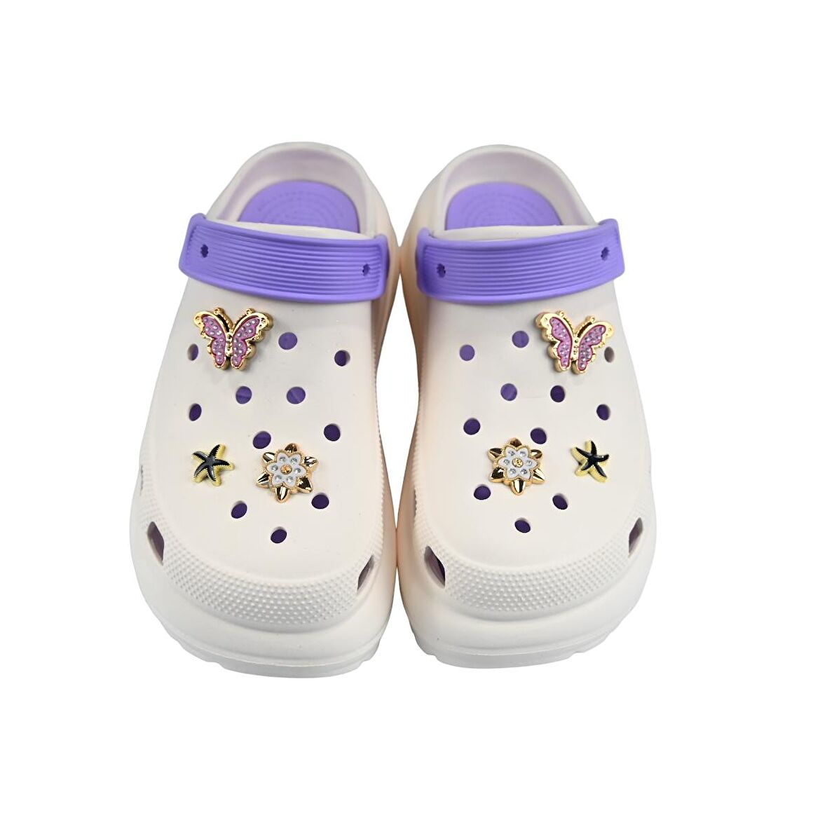 SİA ÇANTA TAŞLI SÜSLÜ KELEBEKLİ FİYONKLU  A KALİTE YÜKSEK TOPUK  HAFİF RAHAT CROCS TERLİK