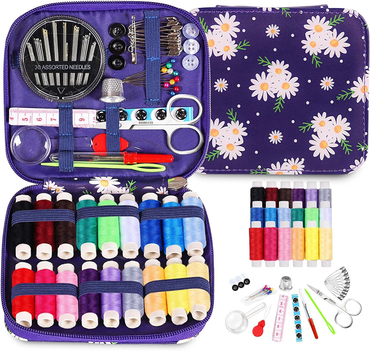 Dikiş Seti - Fermuarlı Seyahat- Yolculuk İçin Taşınabilir Çeyiz Dikiş Kutusu