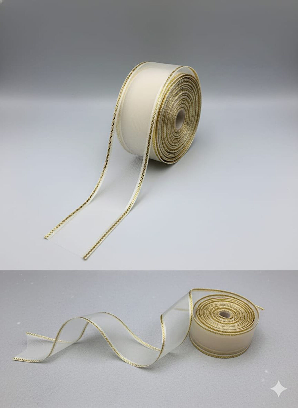 5 Metre Organze Kurdele 4 cm Genişlik, Simli Organze Kurdele, Paket Kurdele, Bohça Kurdele, Süsleme