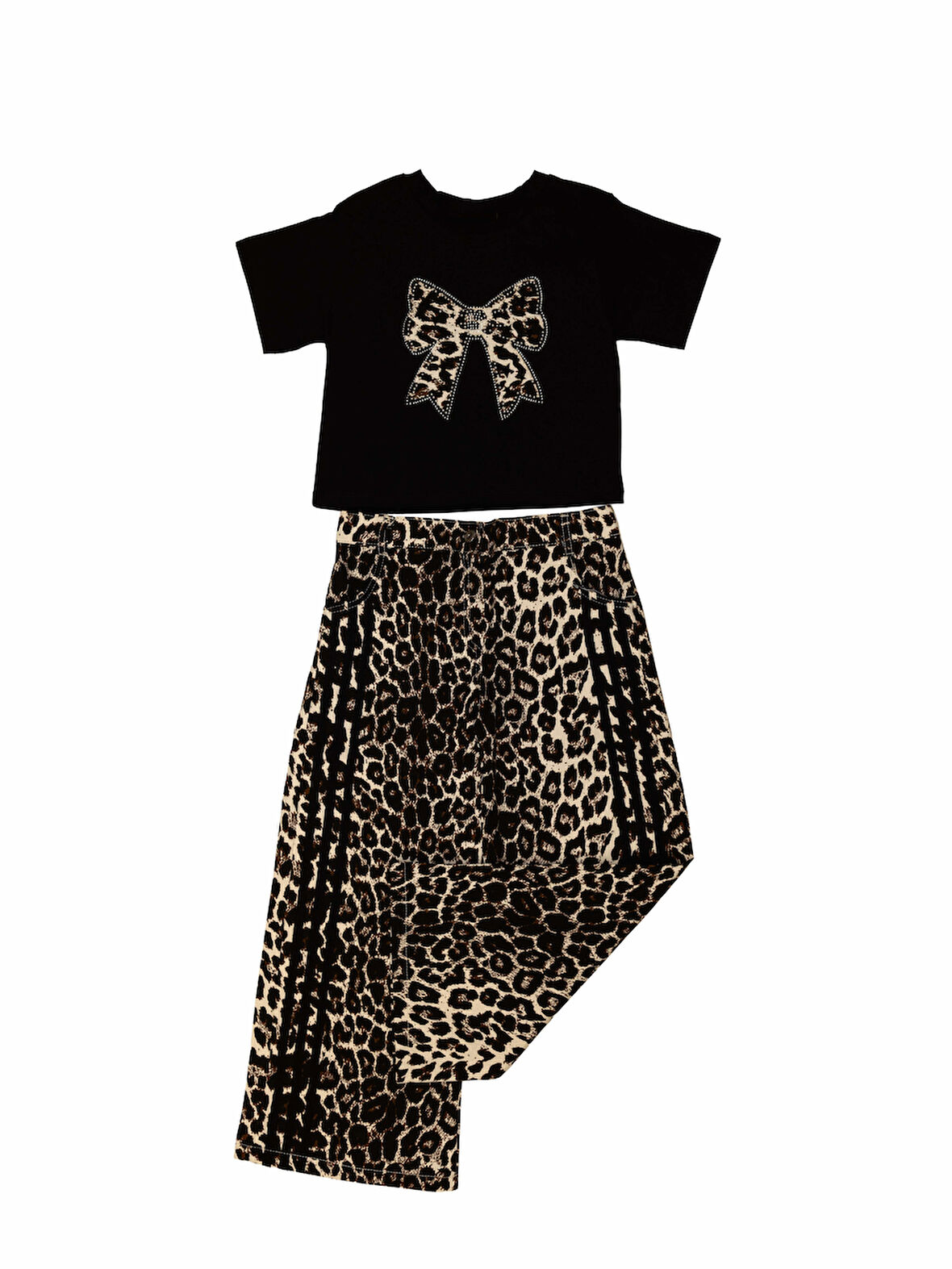 330 LEOPAR DESENLİ T-SHİRT PANTOLON TAKIM