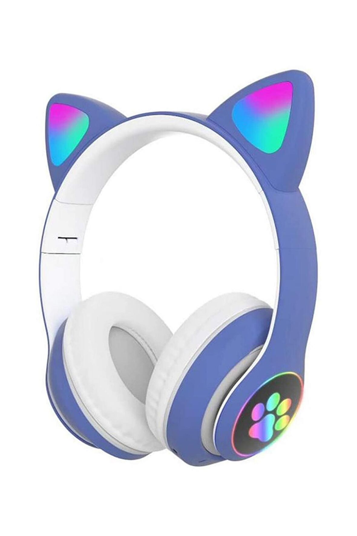 Fuchsia Kedi Kulaklık LED Işıklı Bluetooth Katlanabilir Eğlenceli Mikrofonlu Kulaklık