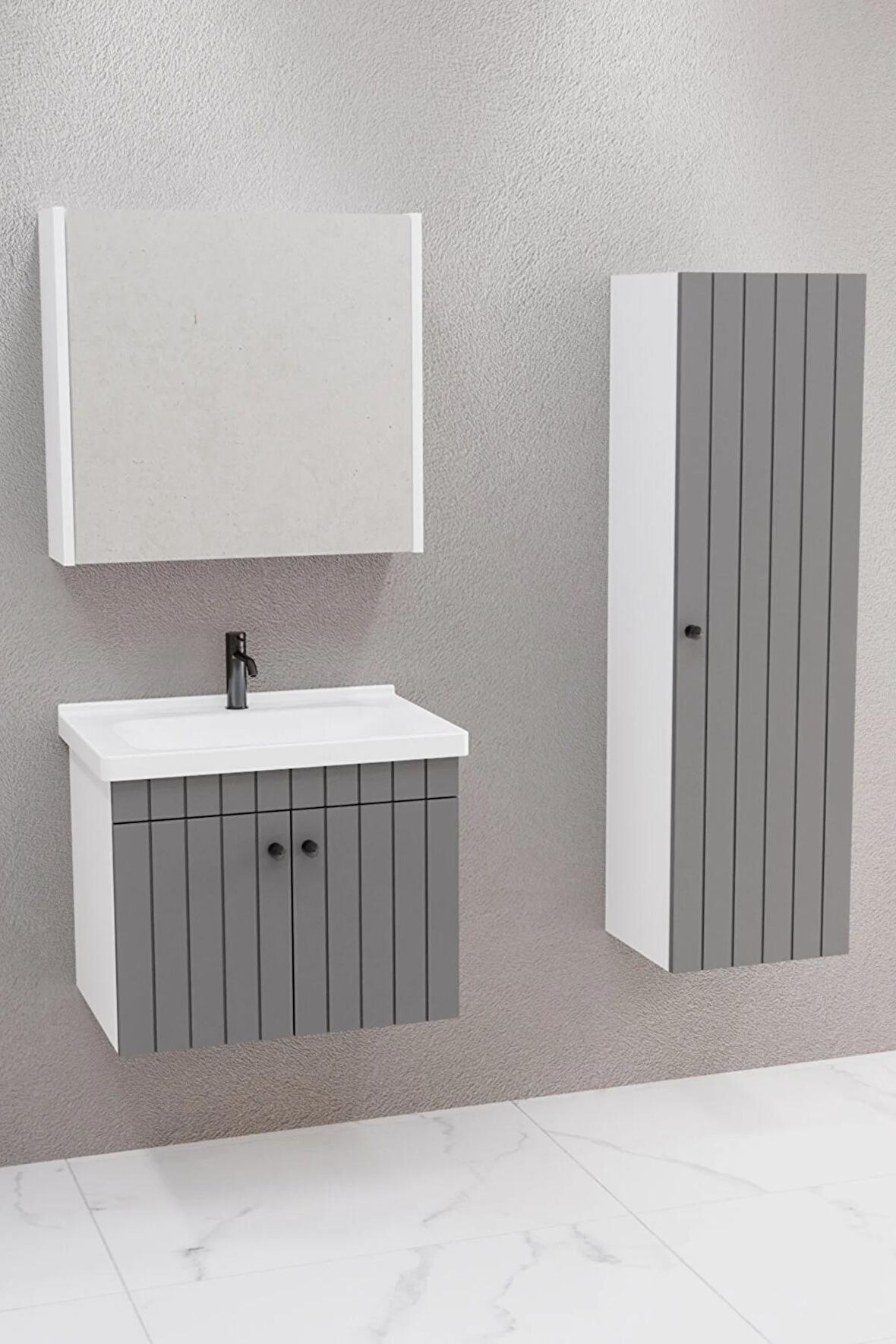 Avien 65 Cm Banyo Dolabı Bgn Aynalı - Boy Dolap Dahil