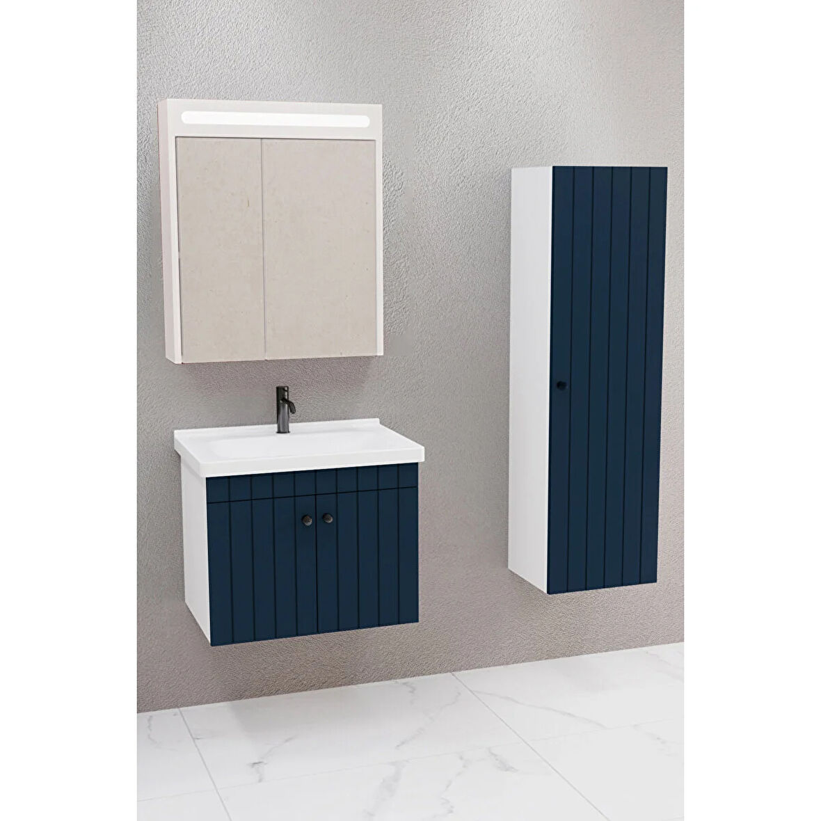 Avien 65 Cm Banyo Dolabı Npl Led Aynalı - Boy Dolap Dahil