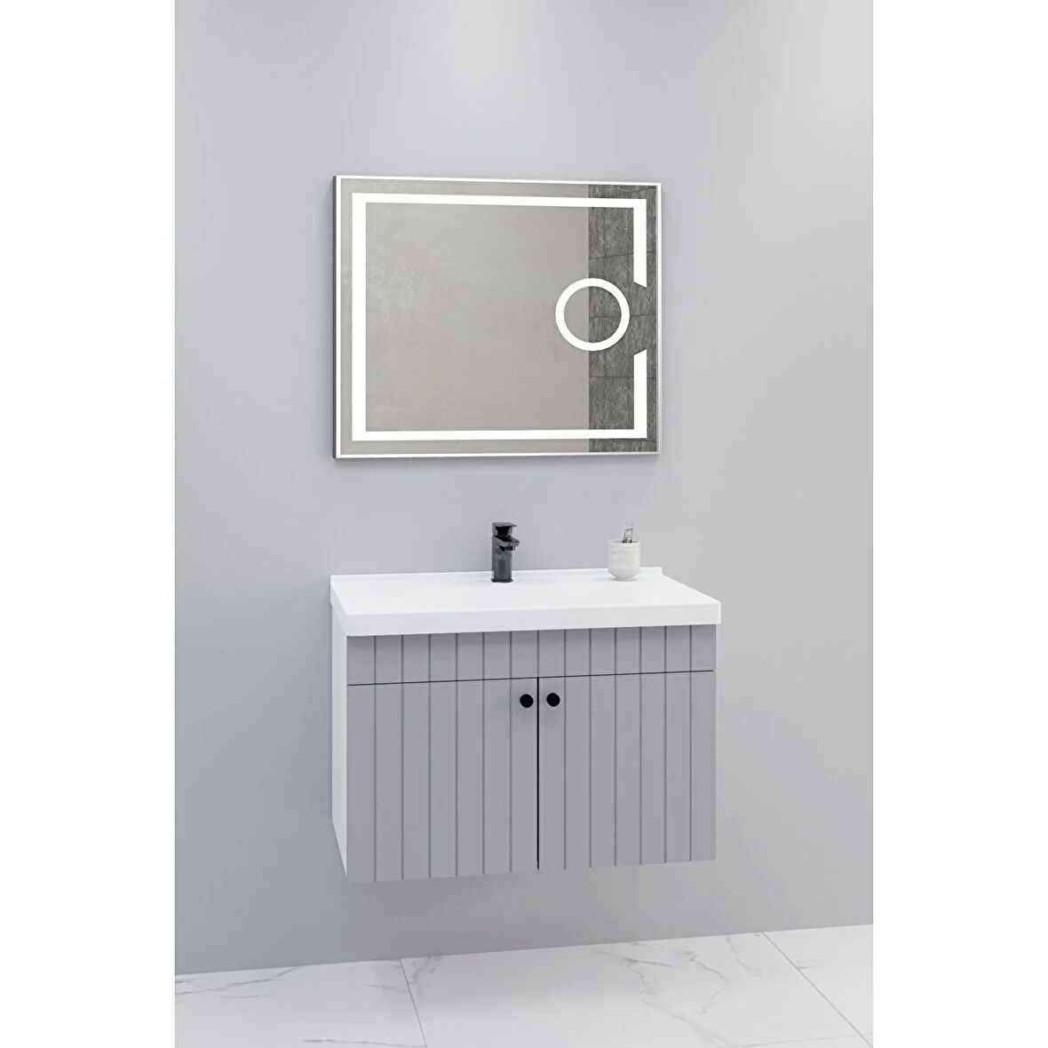 Avien 80 Cm Banyo Dolabı Kiev Led Aynalı - Boy Dolap Hariç